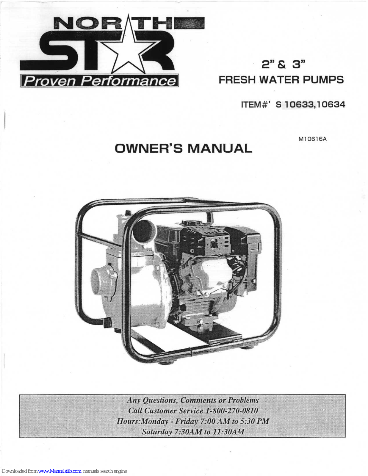 North Star S 10633, S 10634 Owner's Manual