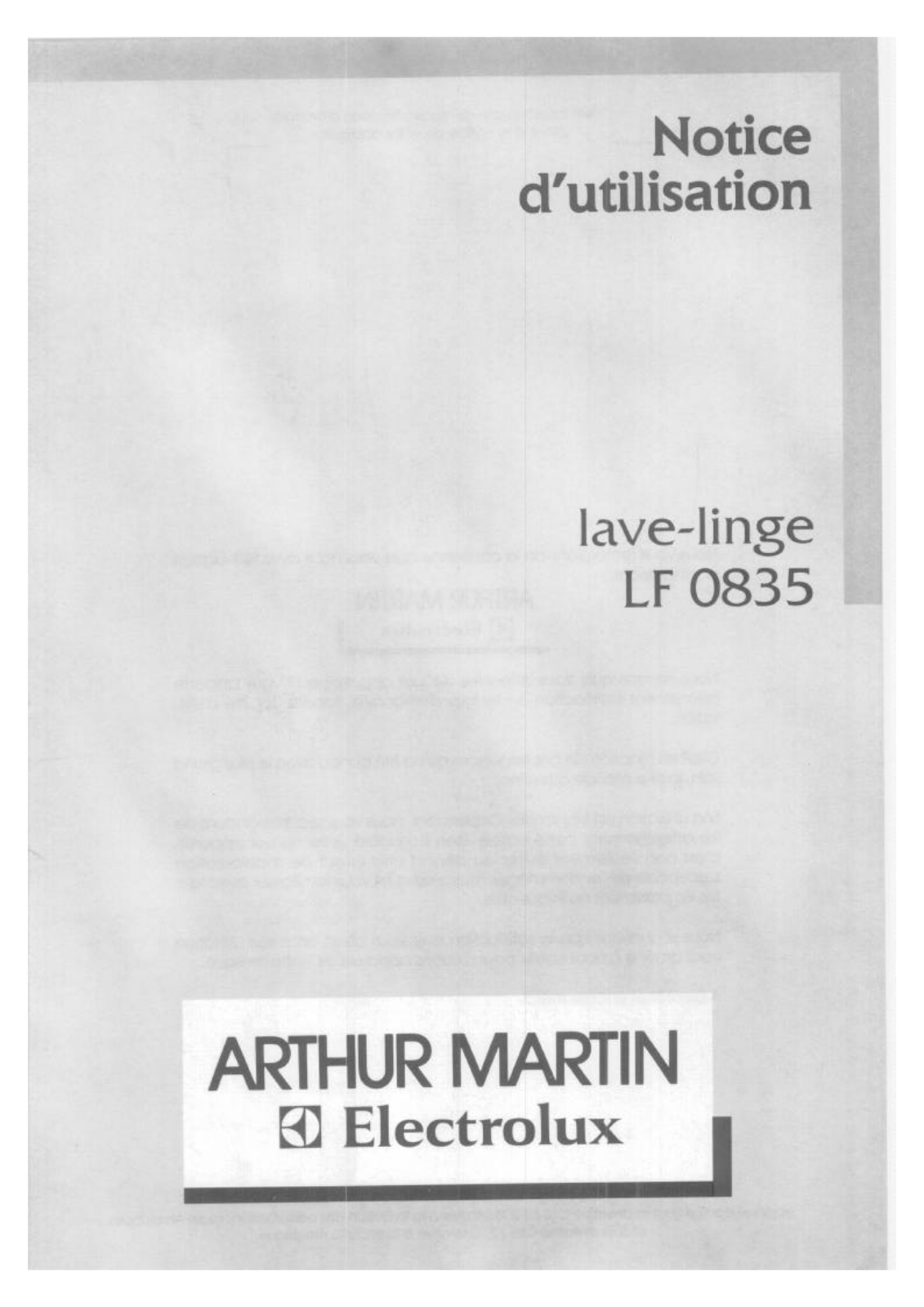 Arthur martin LF0835 User Manual