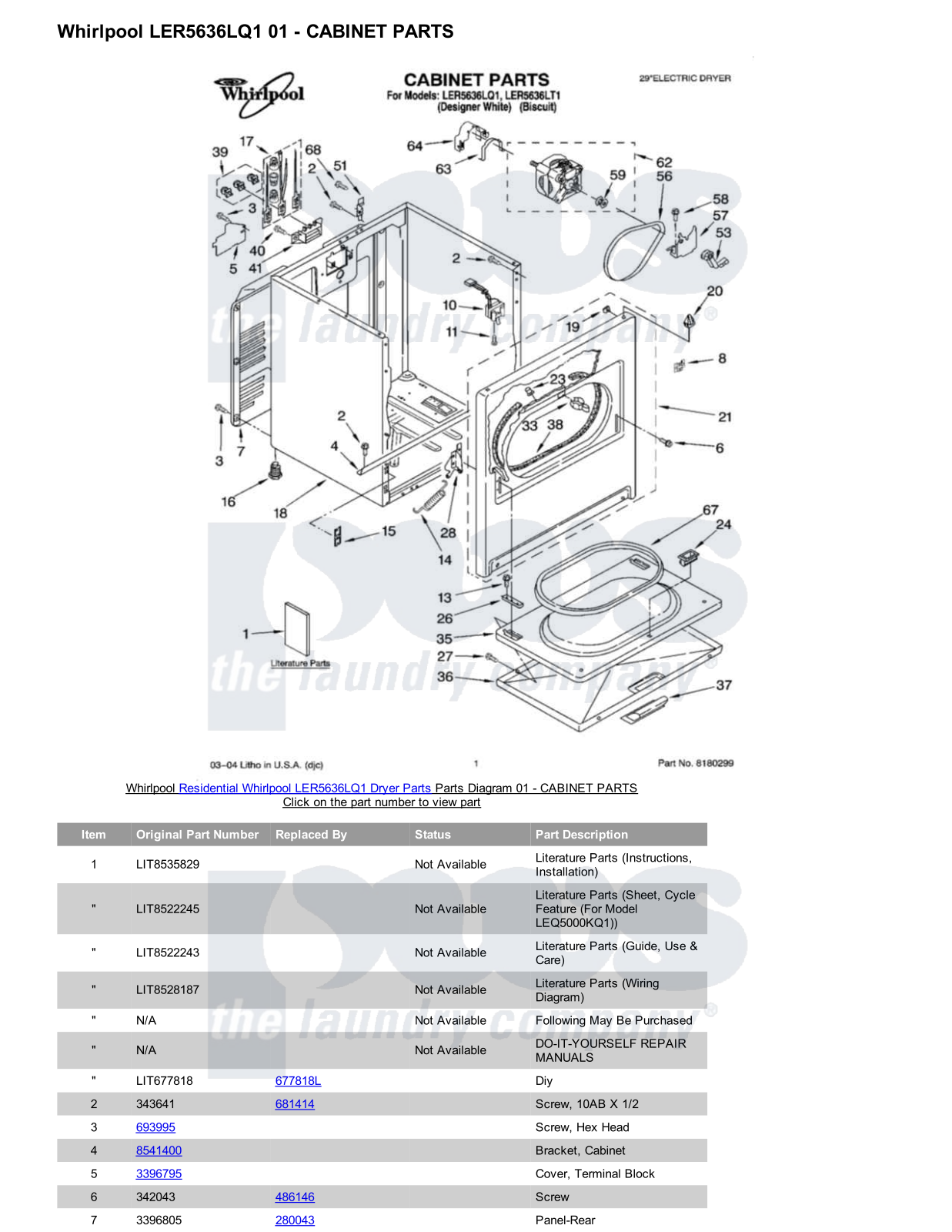 Whirlpool LER5636LQ1 Parts Diagram