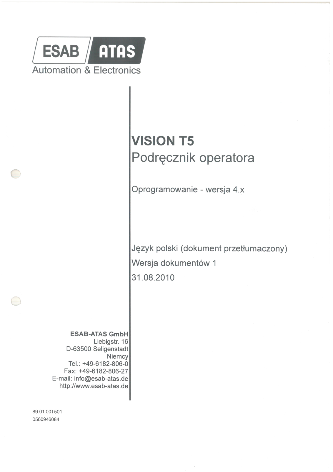 ESAB VISION T5 Service Manual