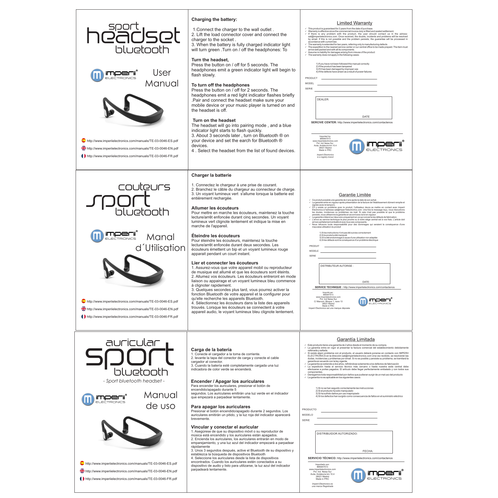 imperii Bluetooth Sport Headset User Manual