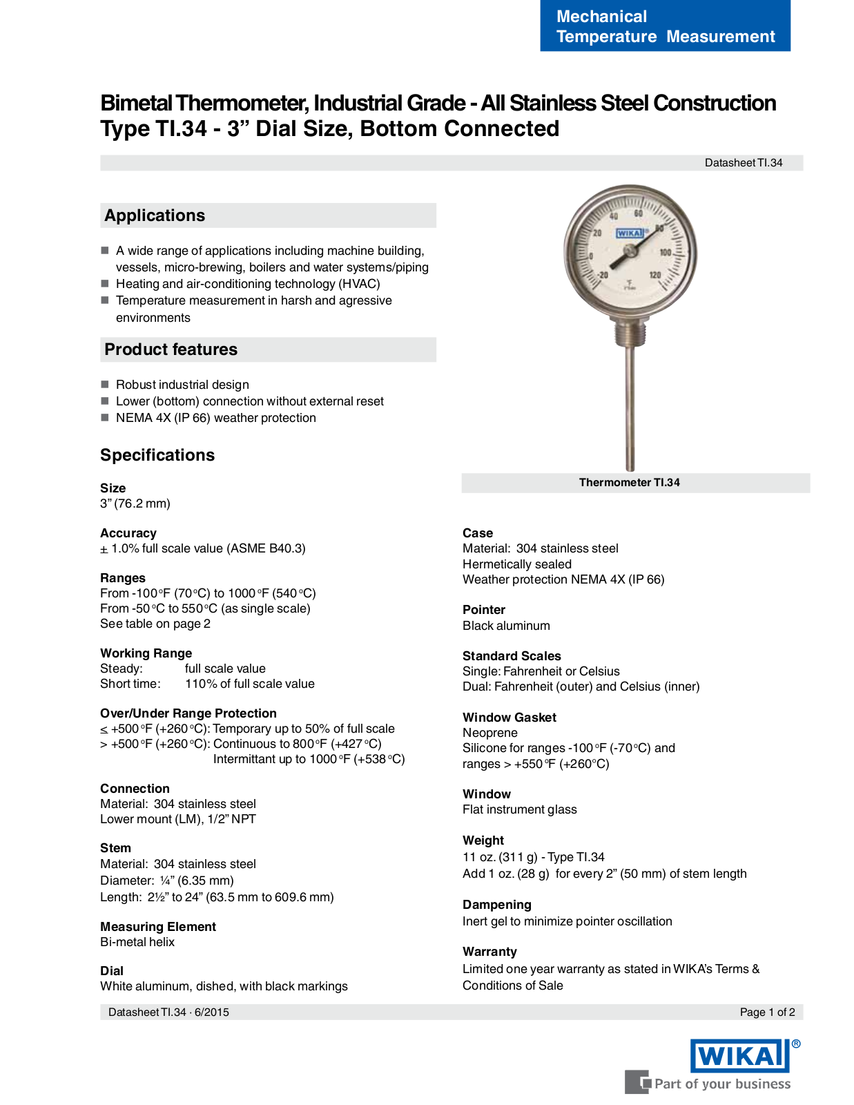 WIKA TI.34 Data sheet