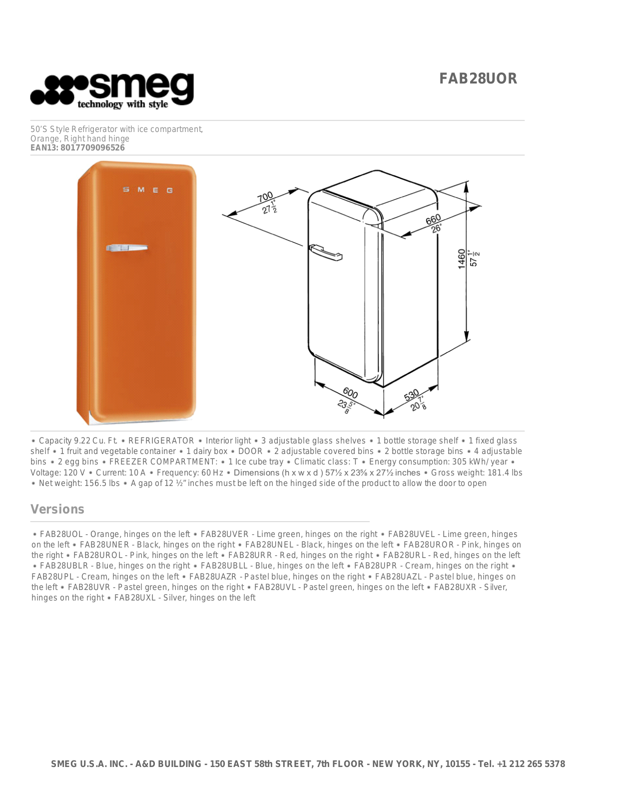 Smeg FAB28UOR User Manual