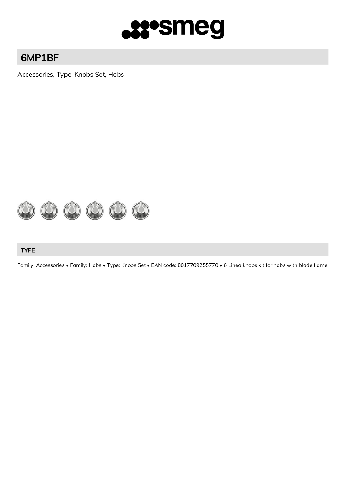 Smeg 6MP1BF Technical sheet