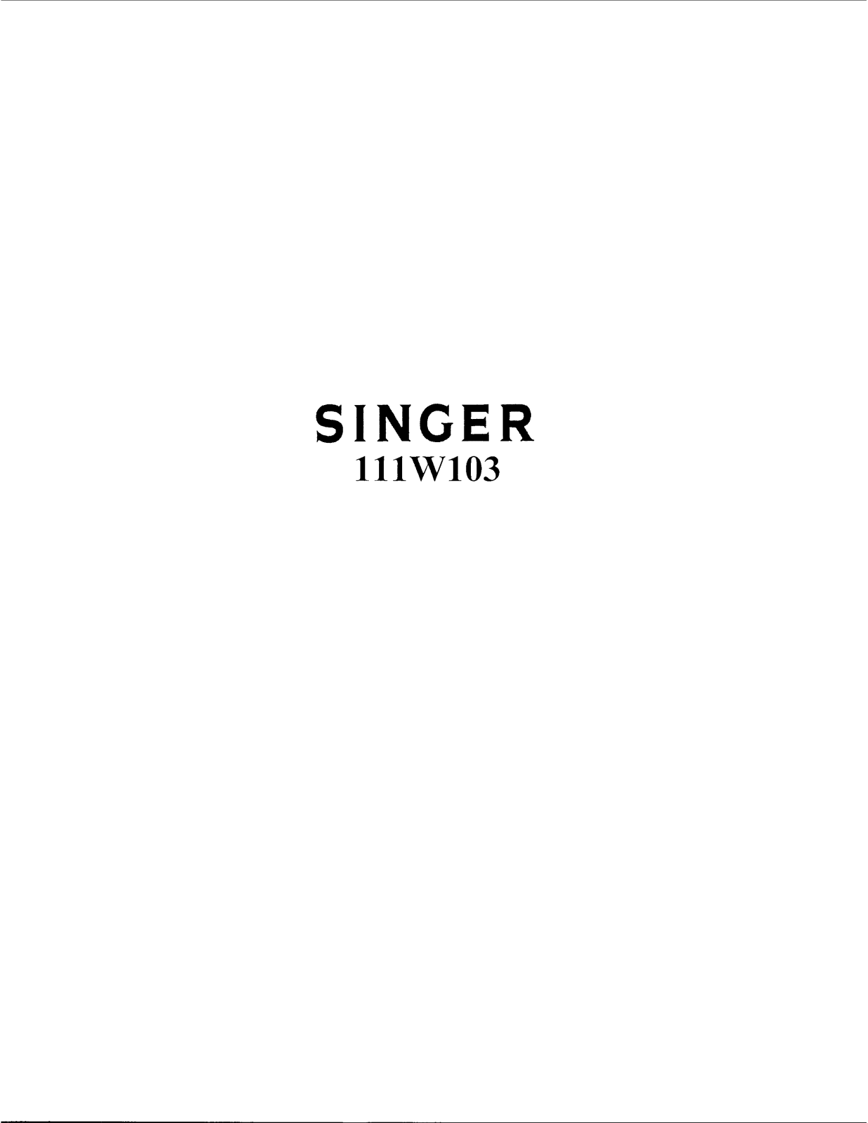 Singer 111W103 User Manual