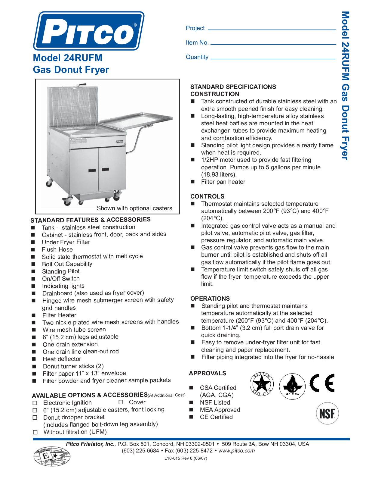 Pitco Frialator 24RUFM User Manual