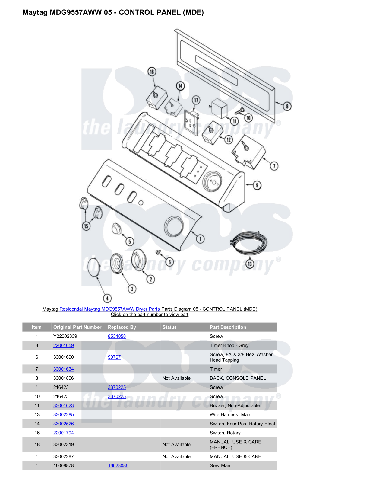 Maytag MDG9557AWW Parts Diagram