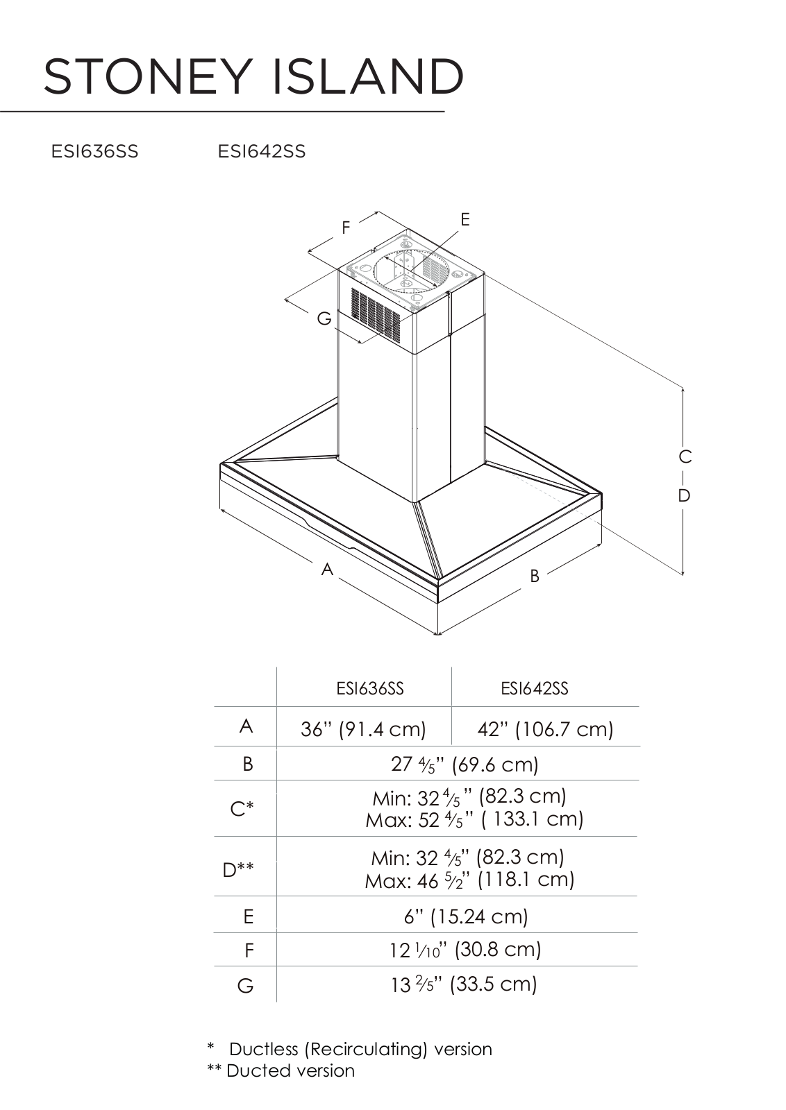 Elica ESI642SS Dimension Guide