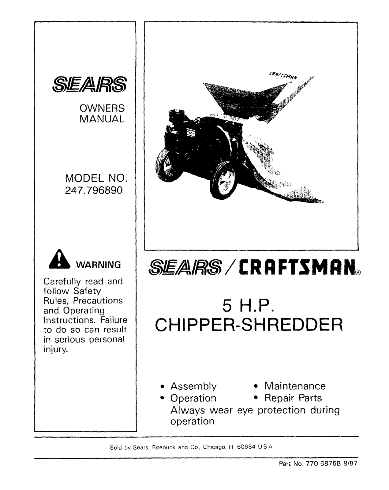 Craftsman 79689, 770-5875B User Manual - ManualMachine.com