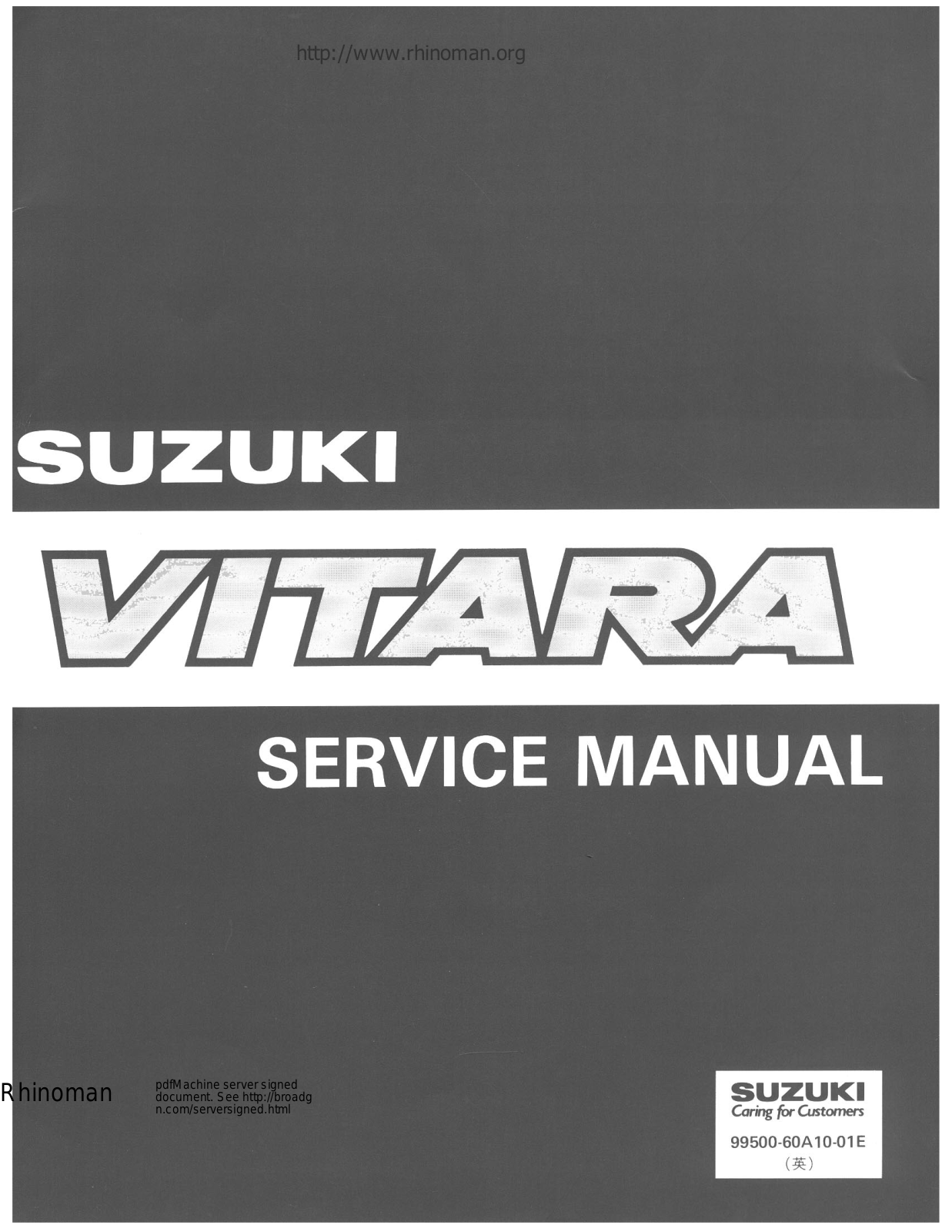 Suzuki Vitara 1998, Vitara 1991 User Manual