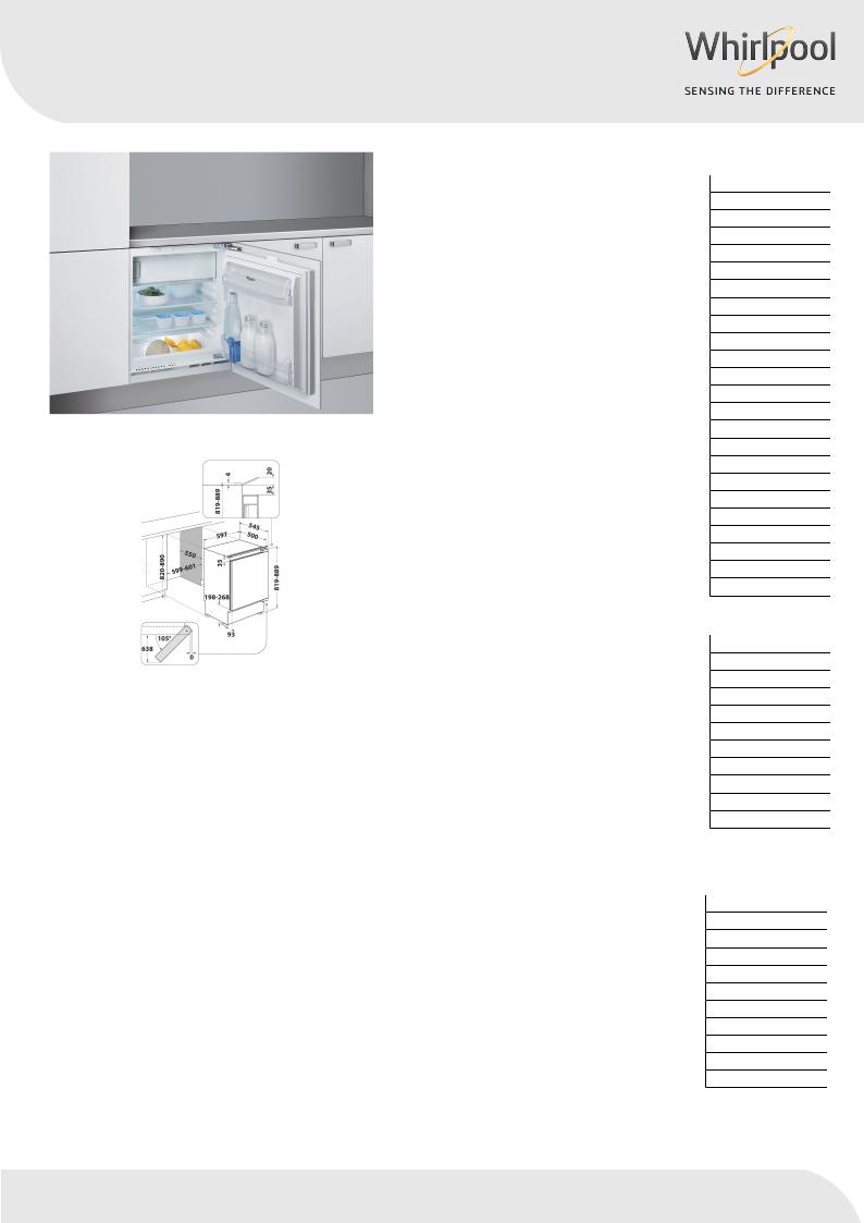 Whirlpool ARG9131 Product sheet