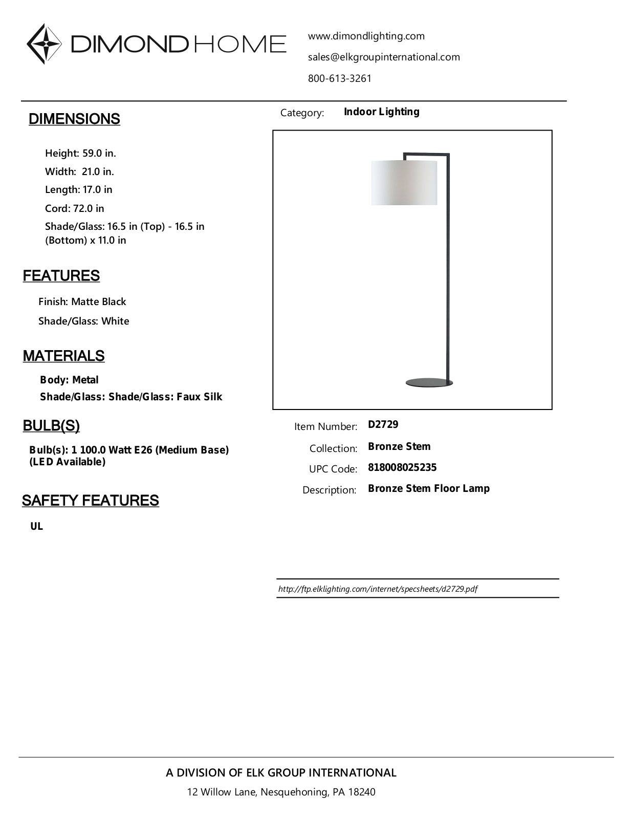 ELK Home D2729 User Manual