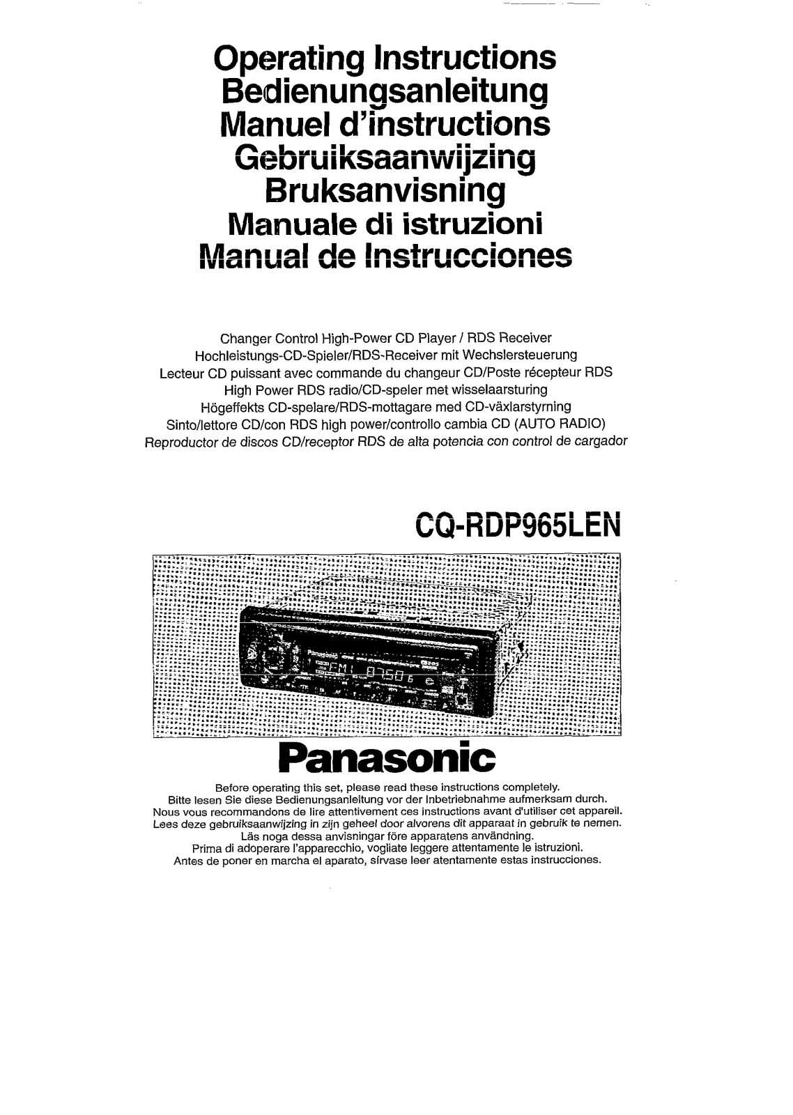 PANASONIC CQ-RDP965LEN User Manual