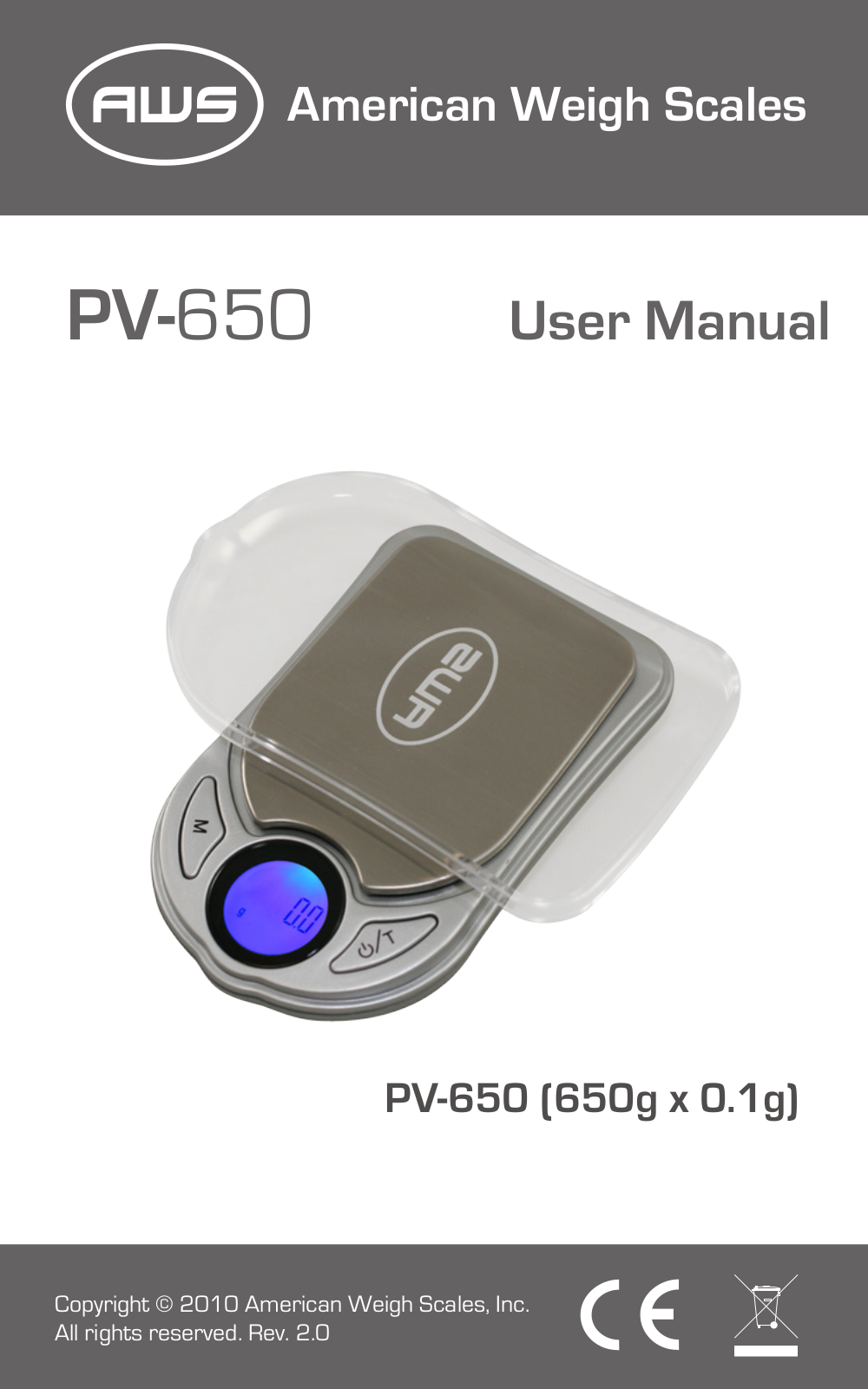 American Weigh Scales (AWS) PV-650 User Manual