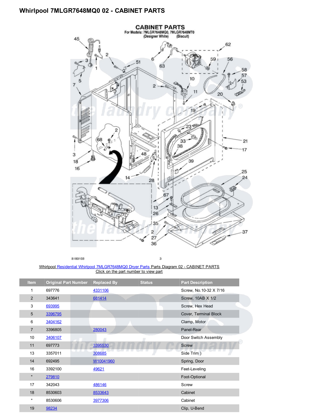 Whirlpool 7MLGR7648MQ0 Parts Diagram