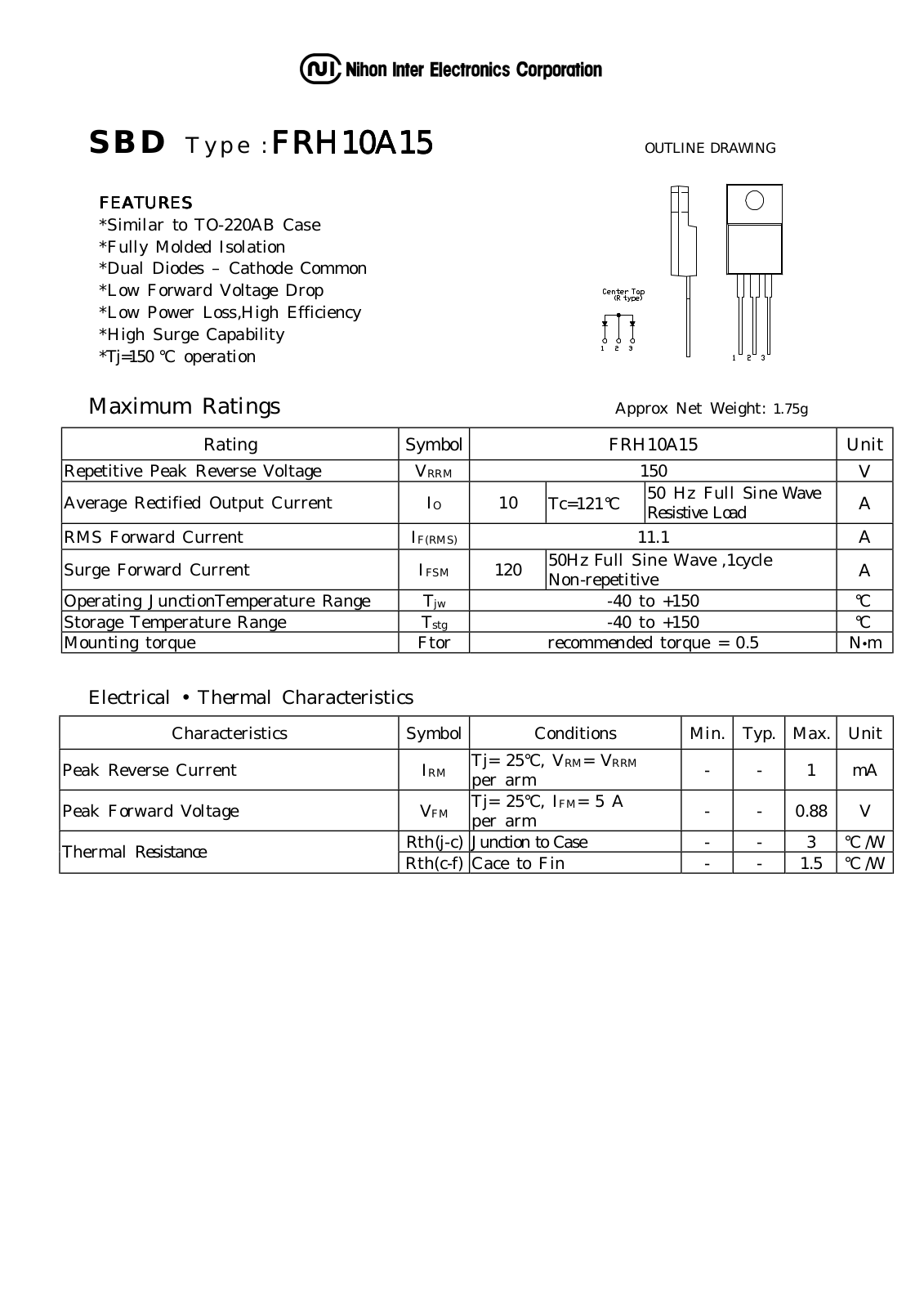 Datasheet FRH10A15 Datasheet (NIHON) - ManualMachine.com