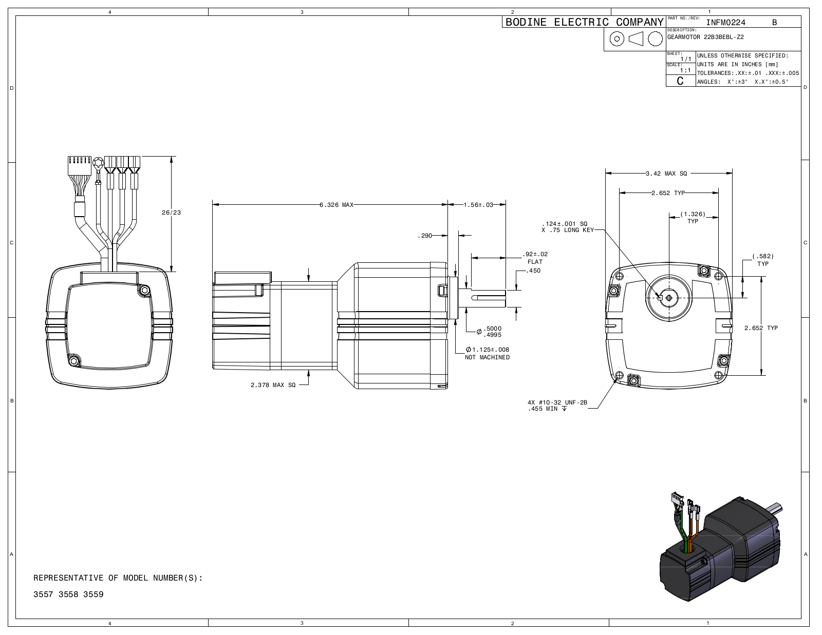 Bodine 3557, 3558, 3559 Reference Drawing