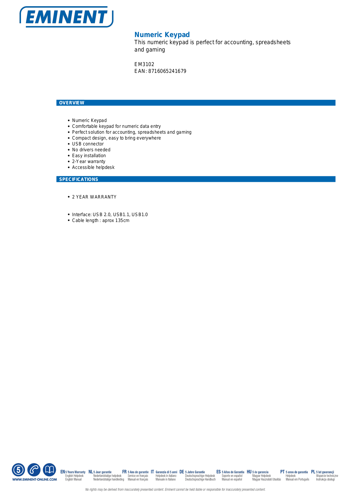 Eminent EM3102 User Manual