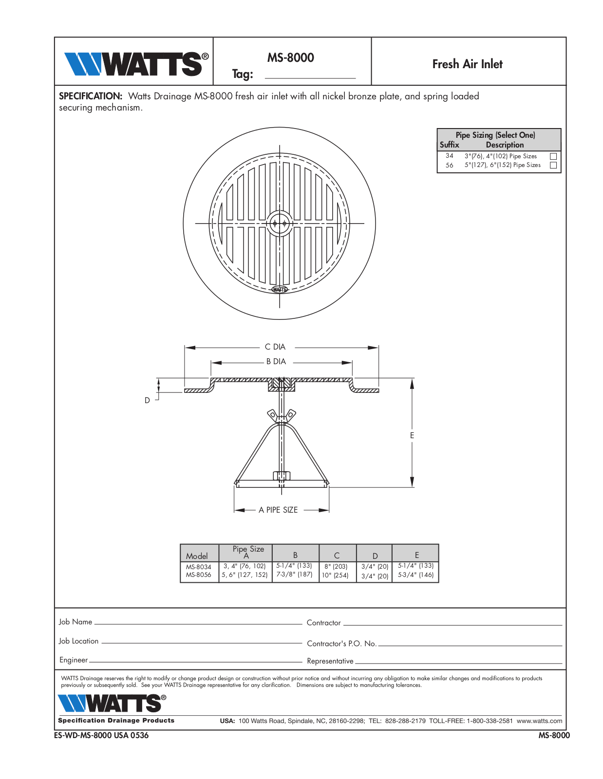 Watts MS-8000 User Manual