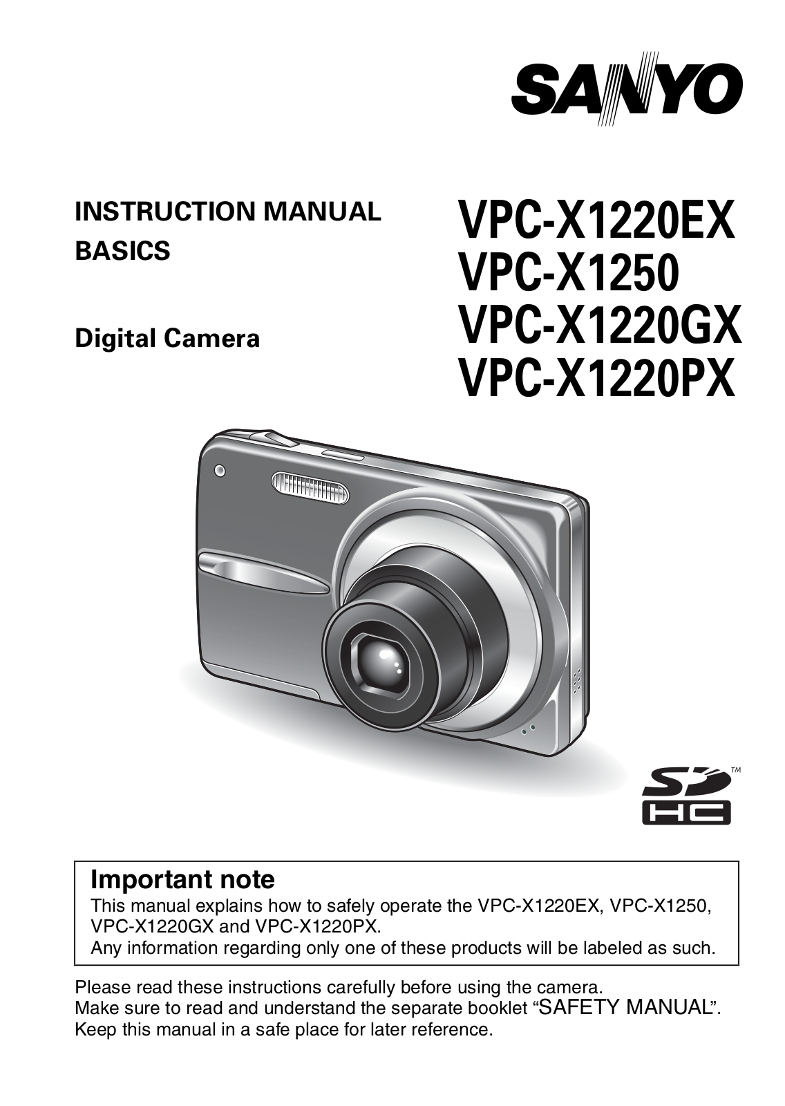 Sanyo VPC-S1220EX, VPC-S1220GX, VPC-S1220PX, VPC-S1250 Instruction Manual