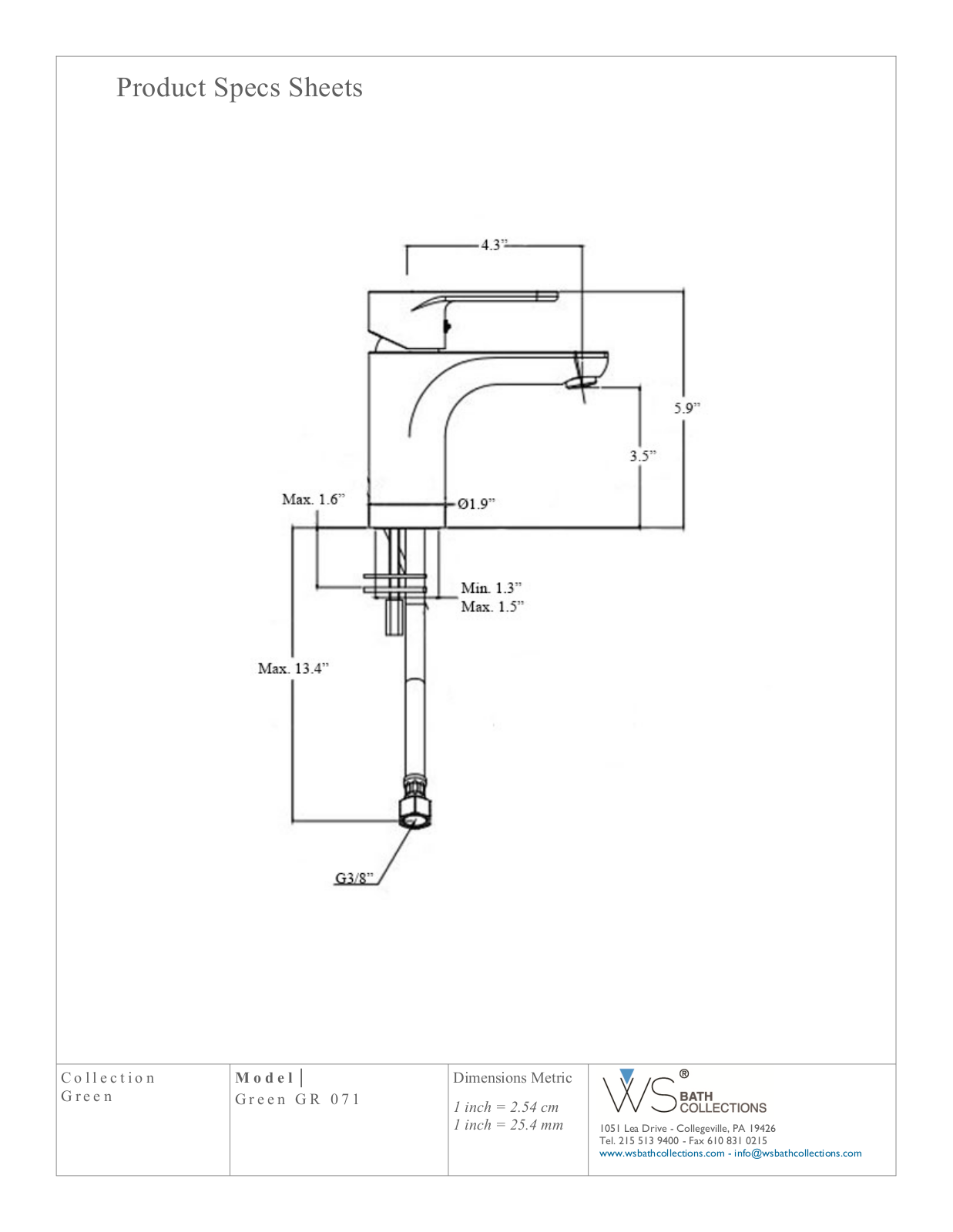 WS Bath Collections WSO3377 Specifications - ManualMachine.com