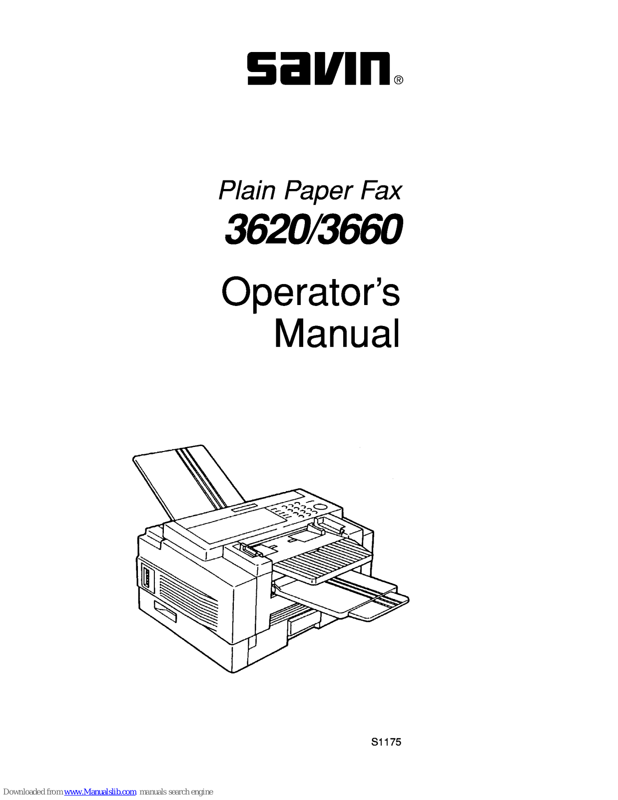 Savin 3620,3660 Operator's Manual