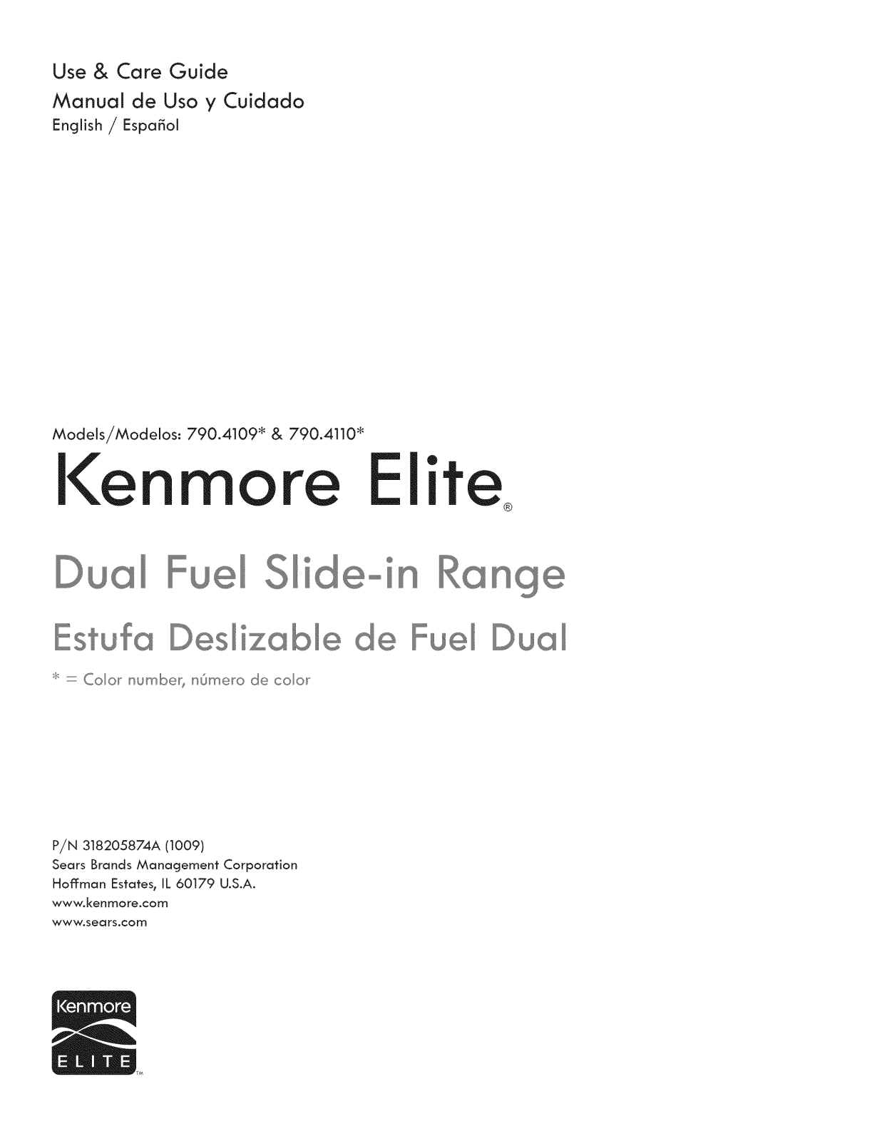 Kenmore Elite 79041093100, 79041103100 Owner’s Manual