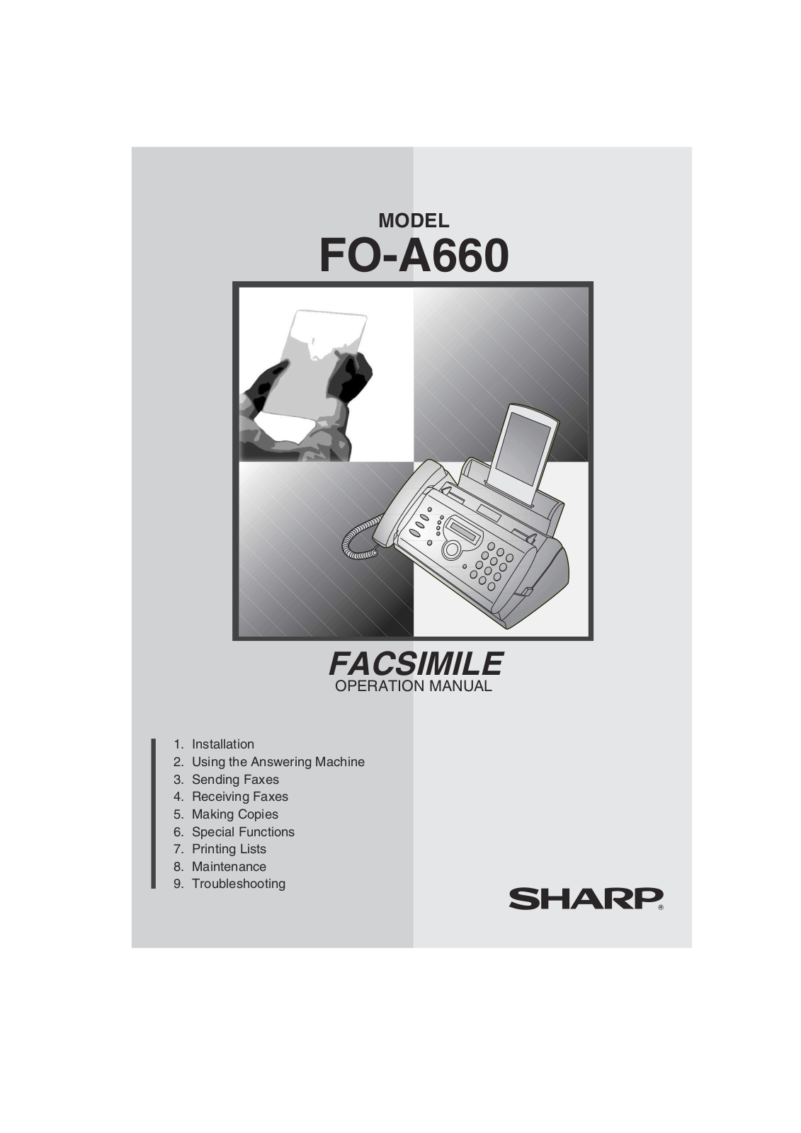 SHARP FO-A660 User Manual