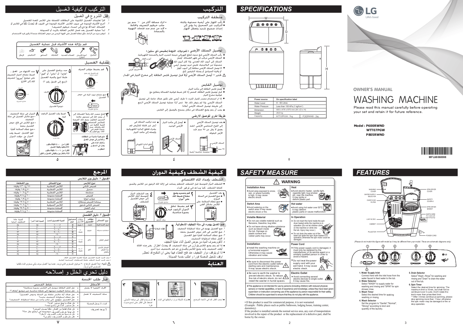 LG WTT07PGW, P805RWND Owner’s Manual