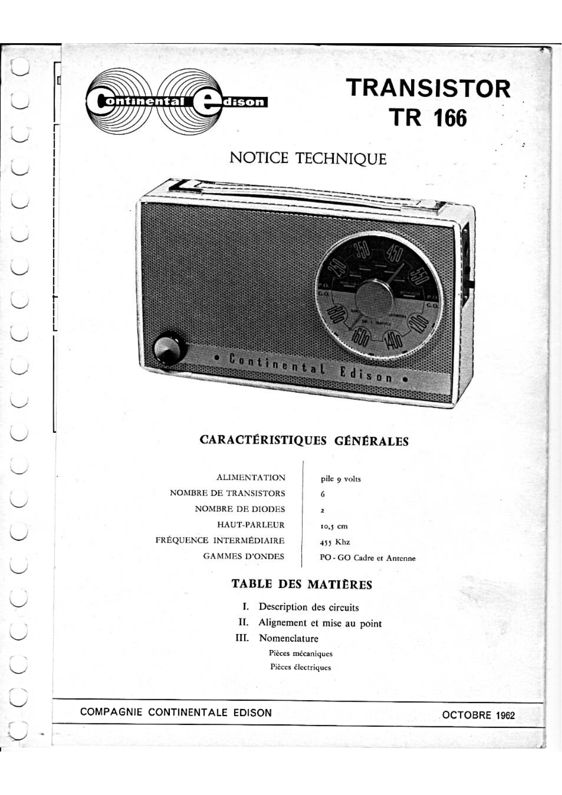 Continental Edison TR-166 Schematic