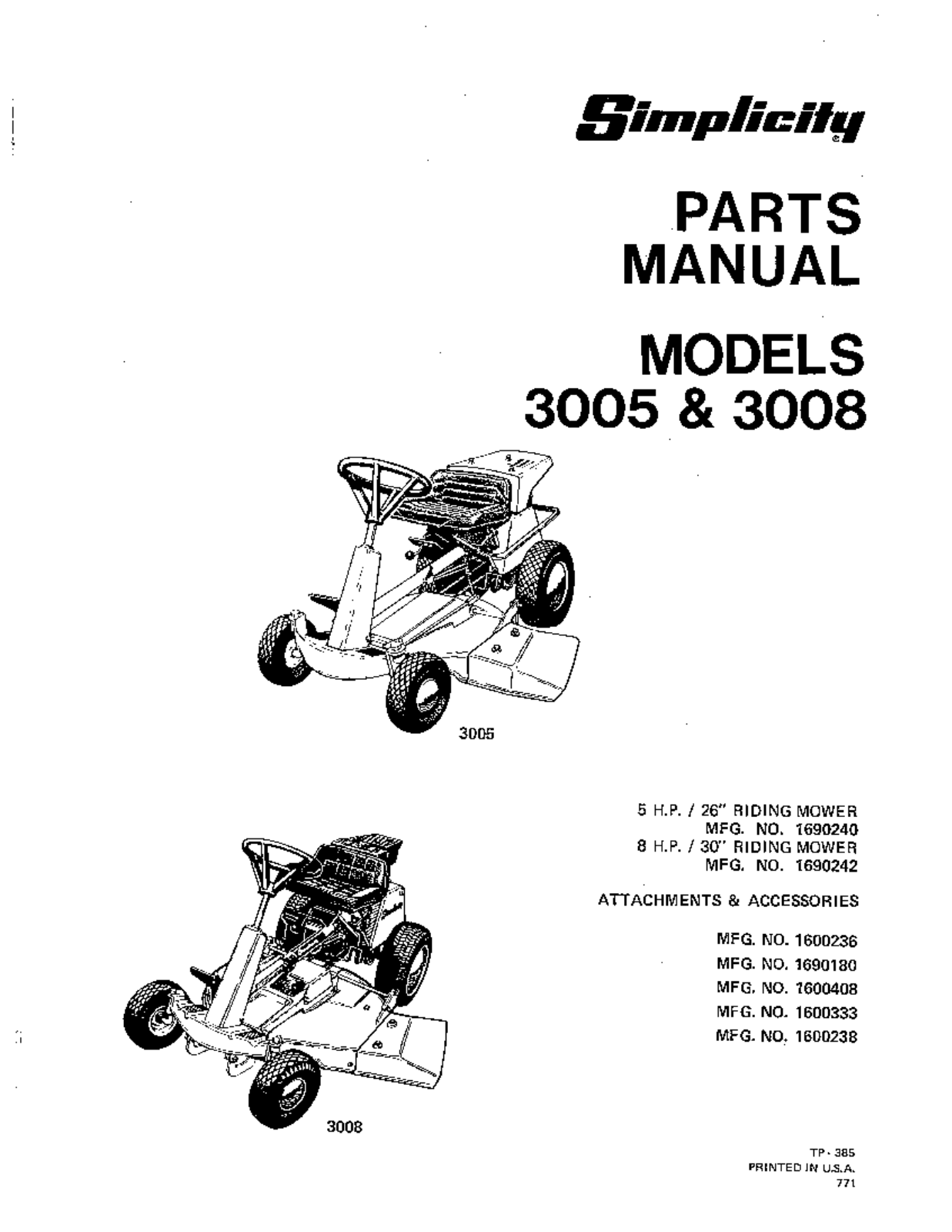 Simplicity 3008, 3005 User Manual