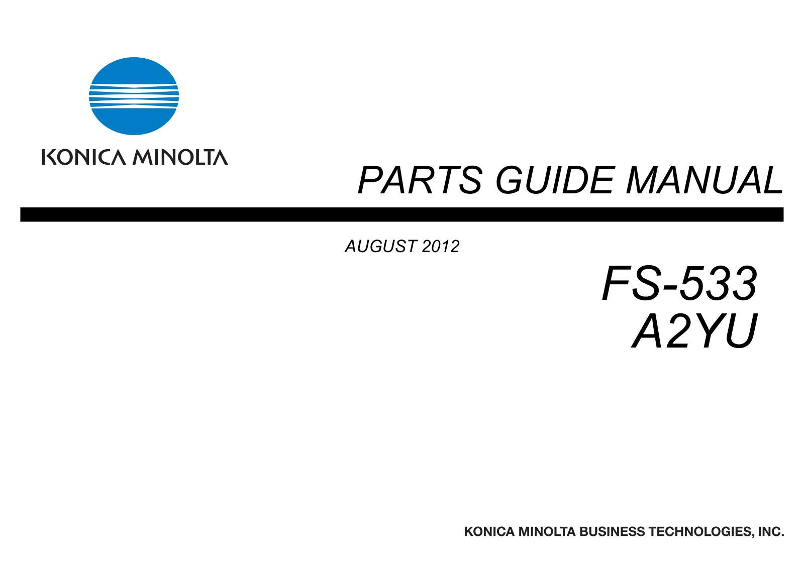 konica minolta FS-533, A2YU Parts manual