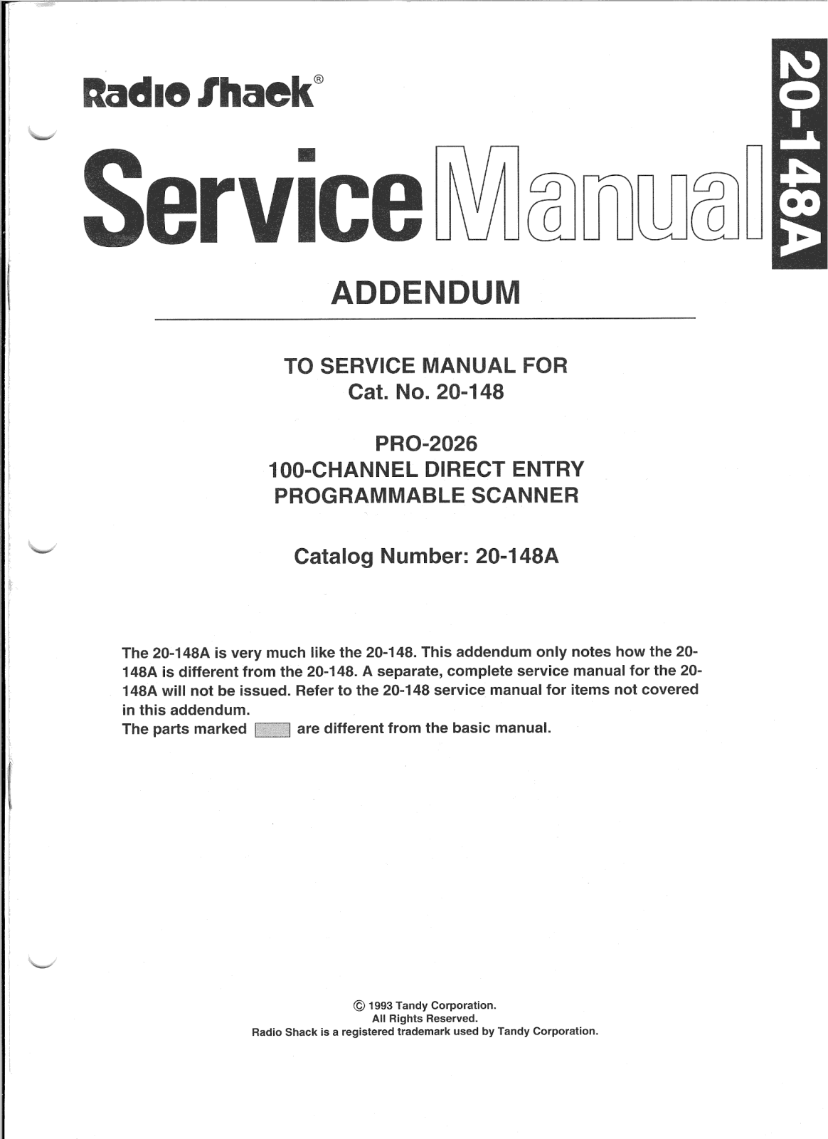 RadioShack PRO-2026 Service Manual