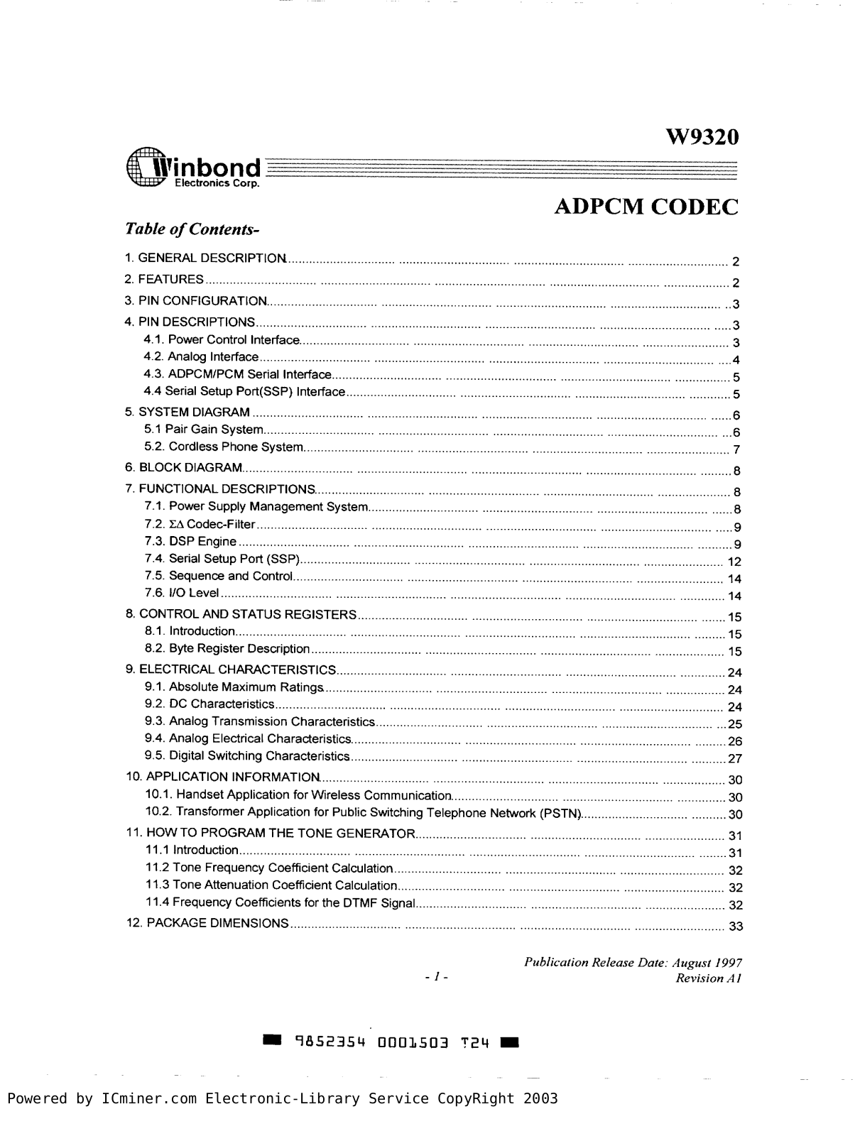 winbond W9320 User Manual