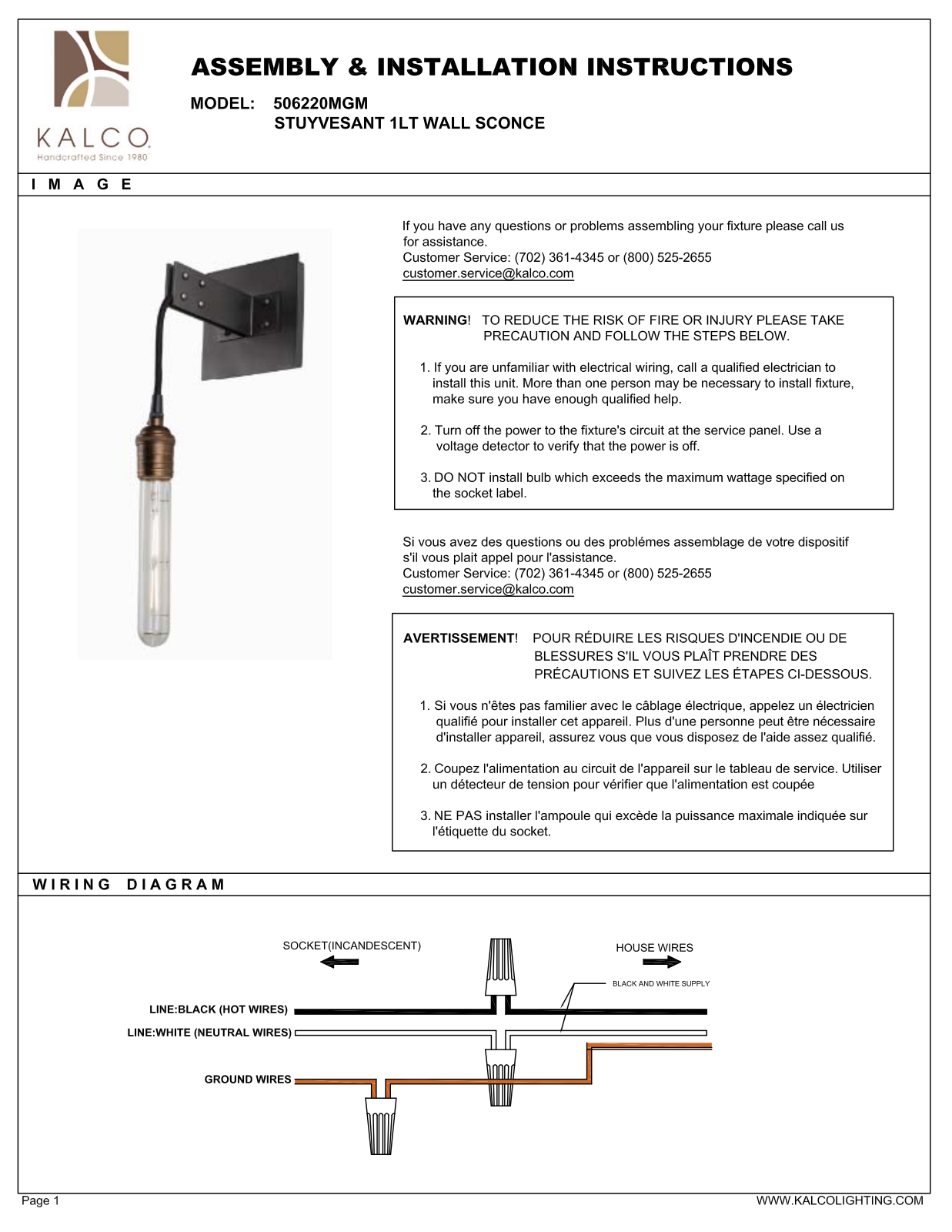 Kalco 506220MGM Assembly Guide