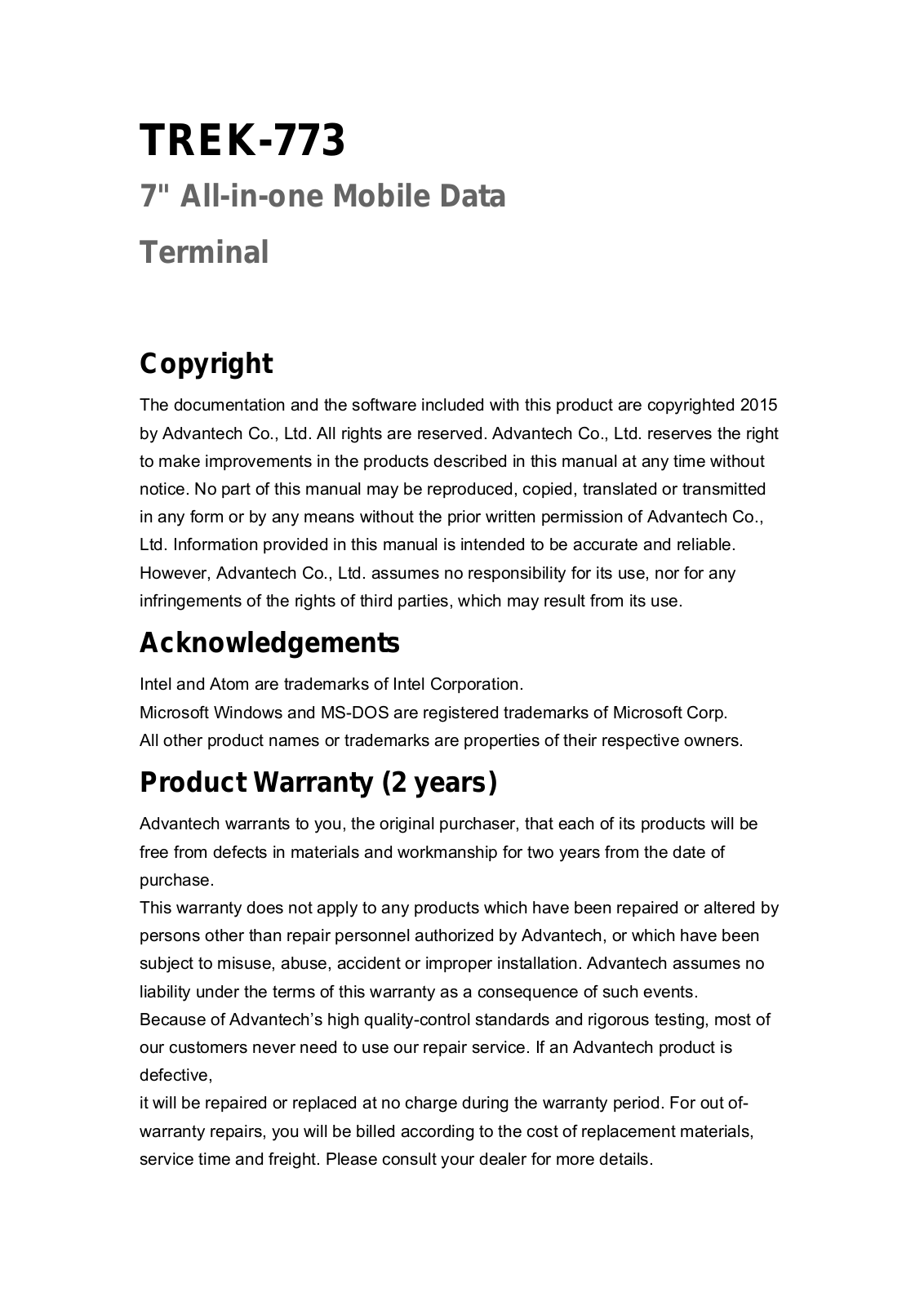 Advantech TREK773LTE User Manual