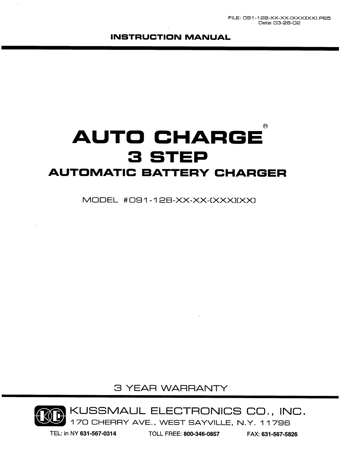 Kussmaul 091-128 User Manual