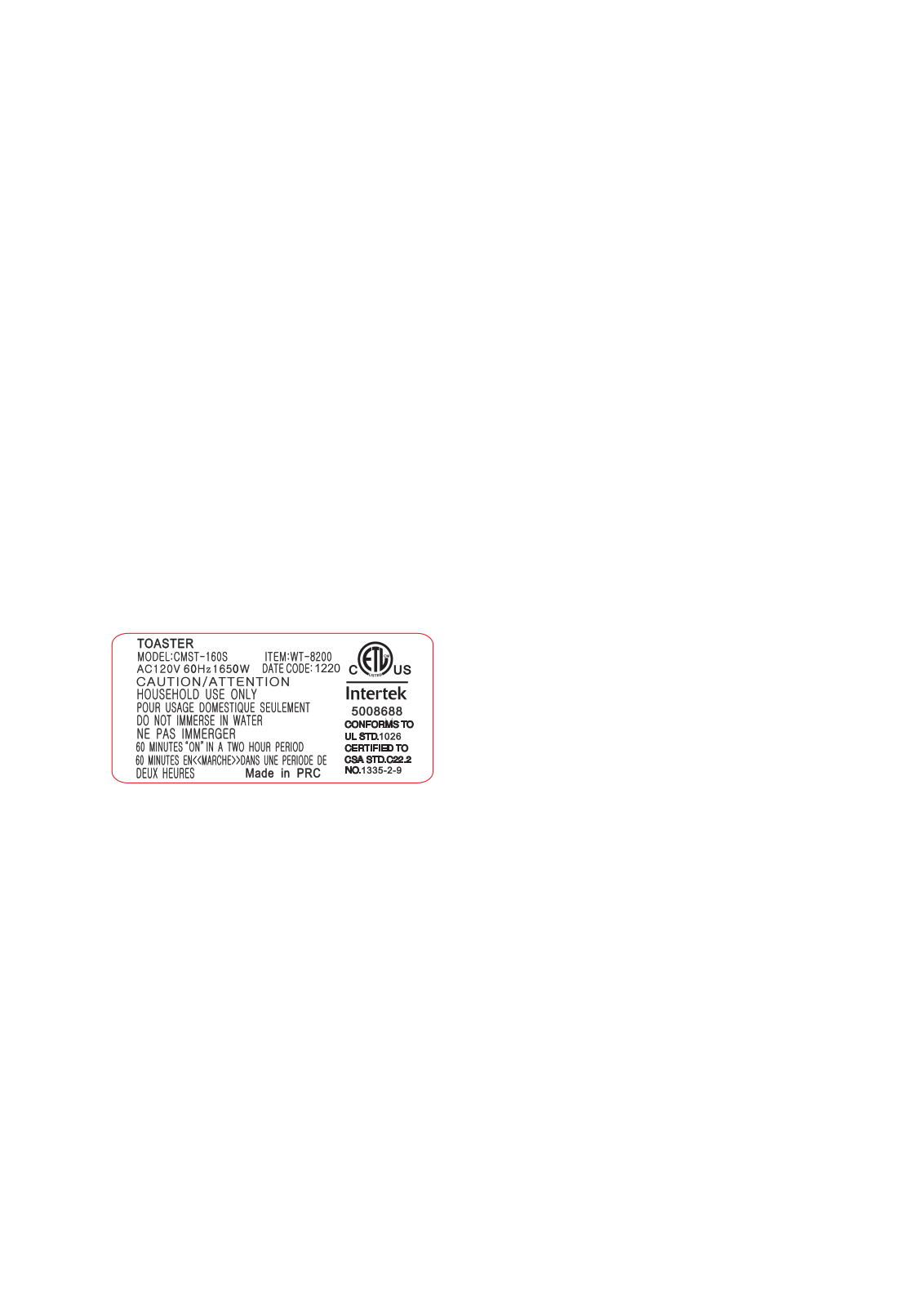 Cusimax XAMS1020 Specifications - ManualMachine.com