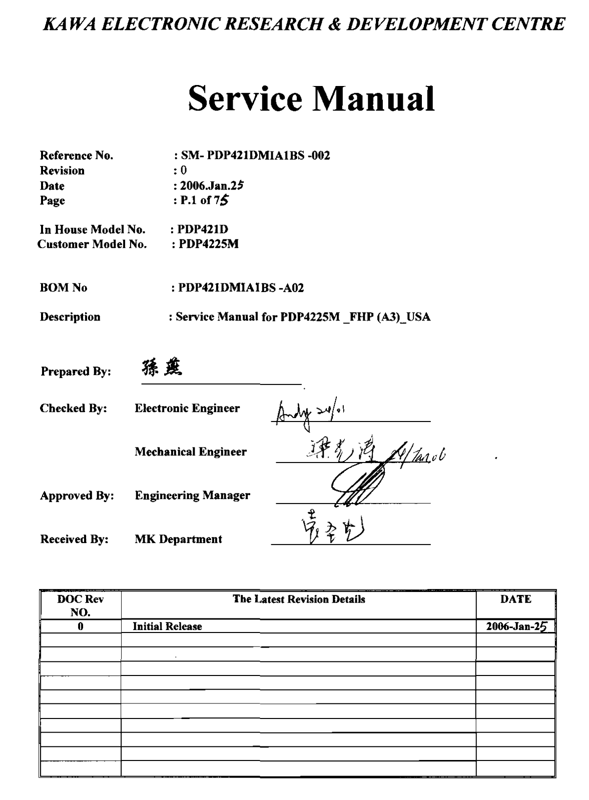 Akai PDP4225M Service Manual