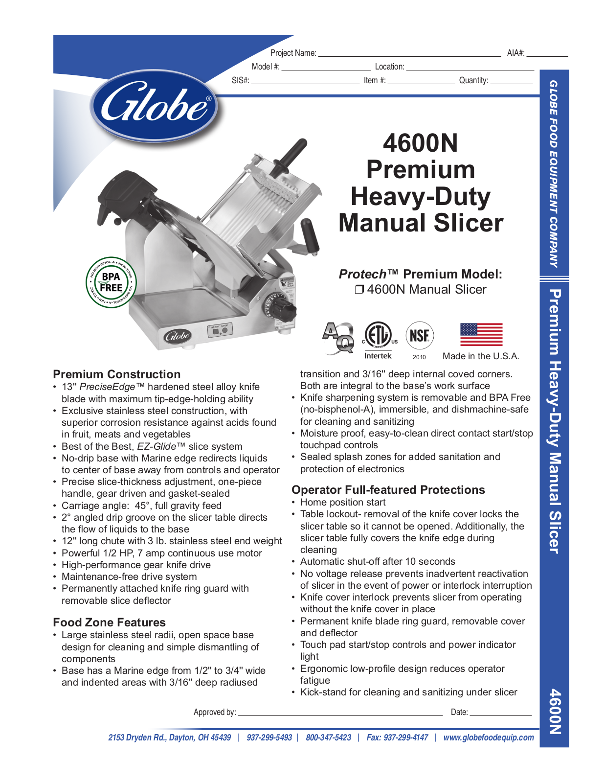 Globe 4600N User Manual