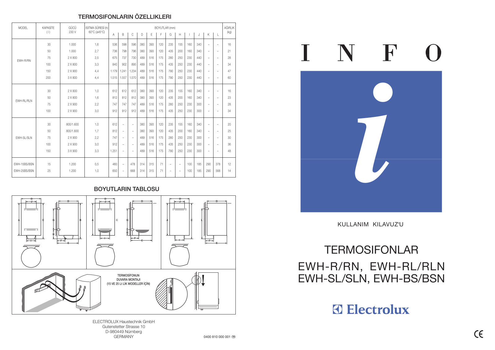 AEG EWH50R User Manual