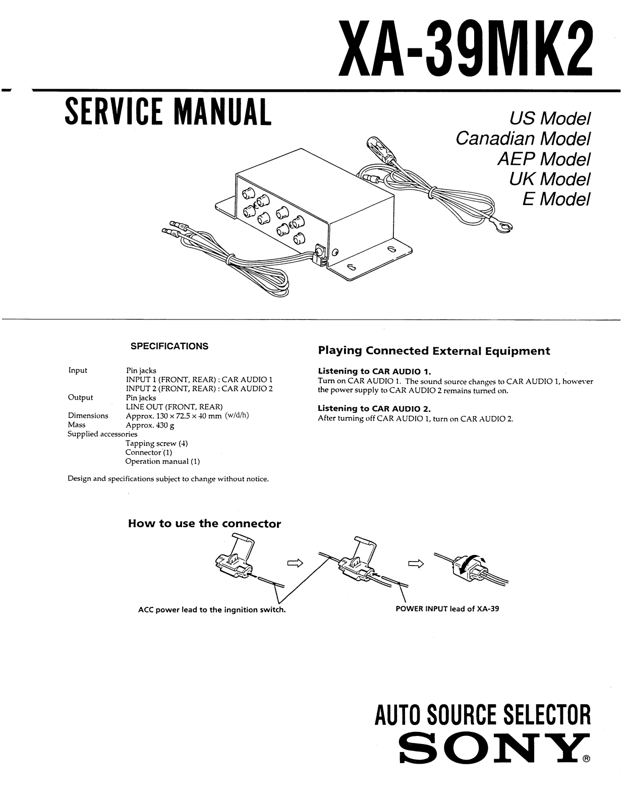 Sony XA-39 Mk2 Service manual