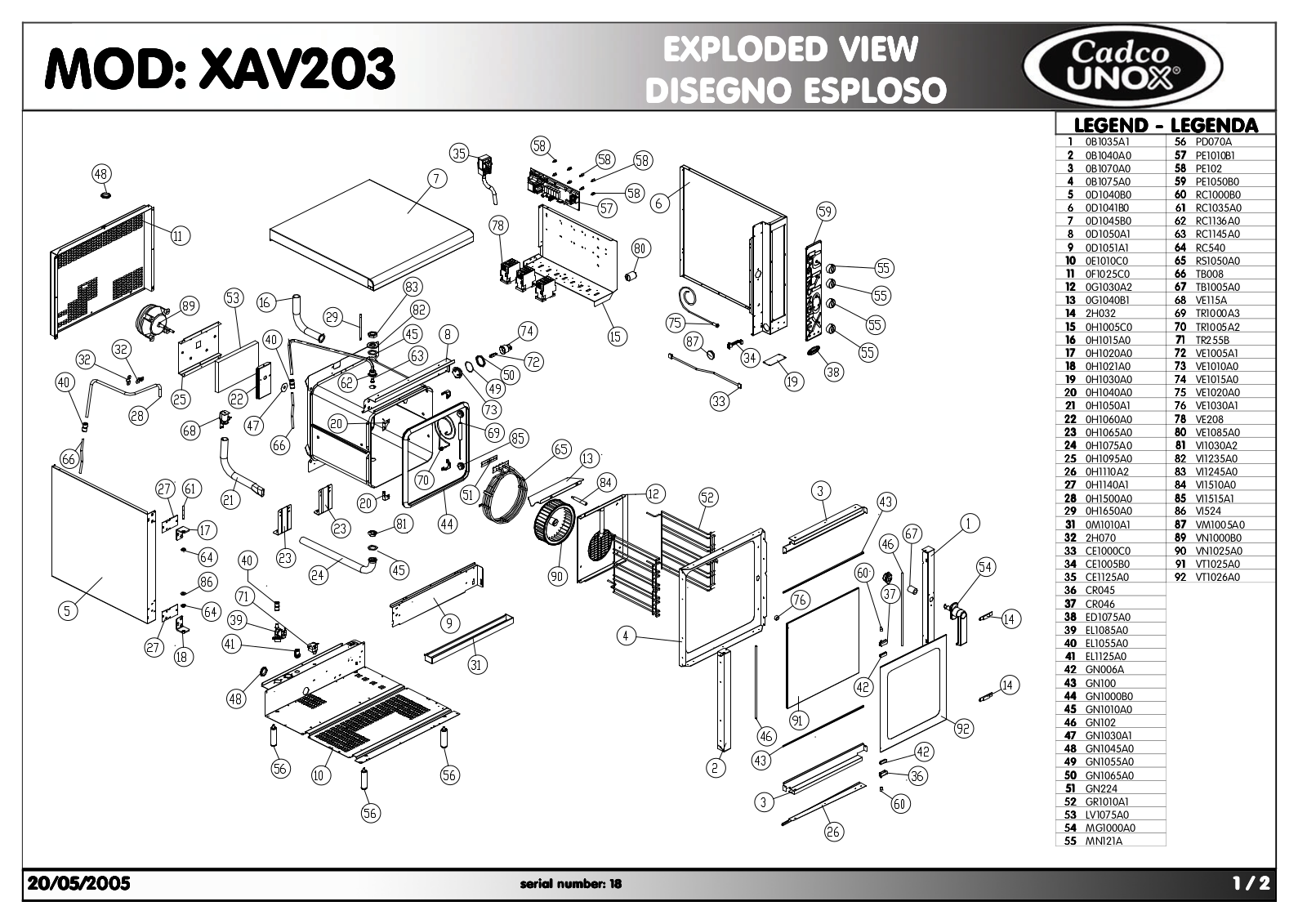 Cadco CAPO-203 Parts List