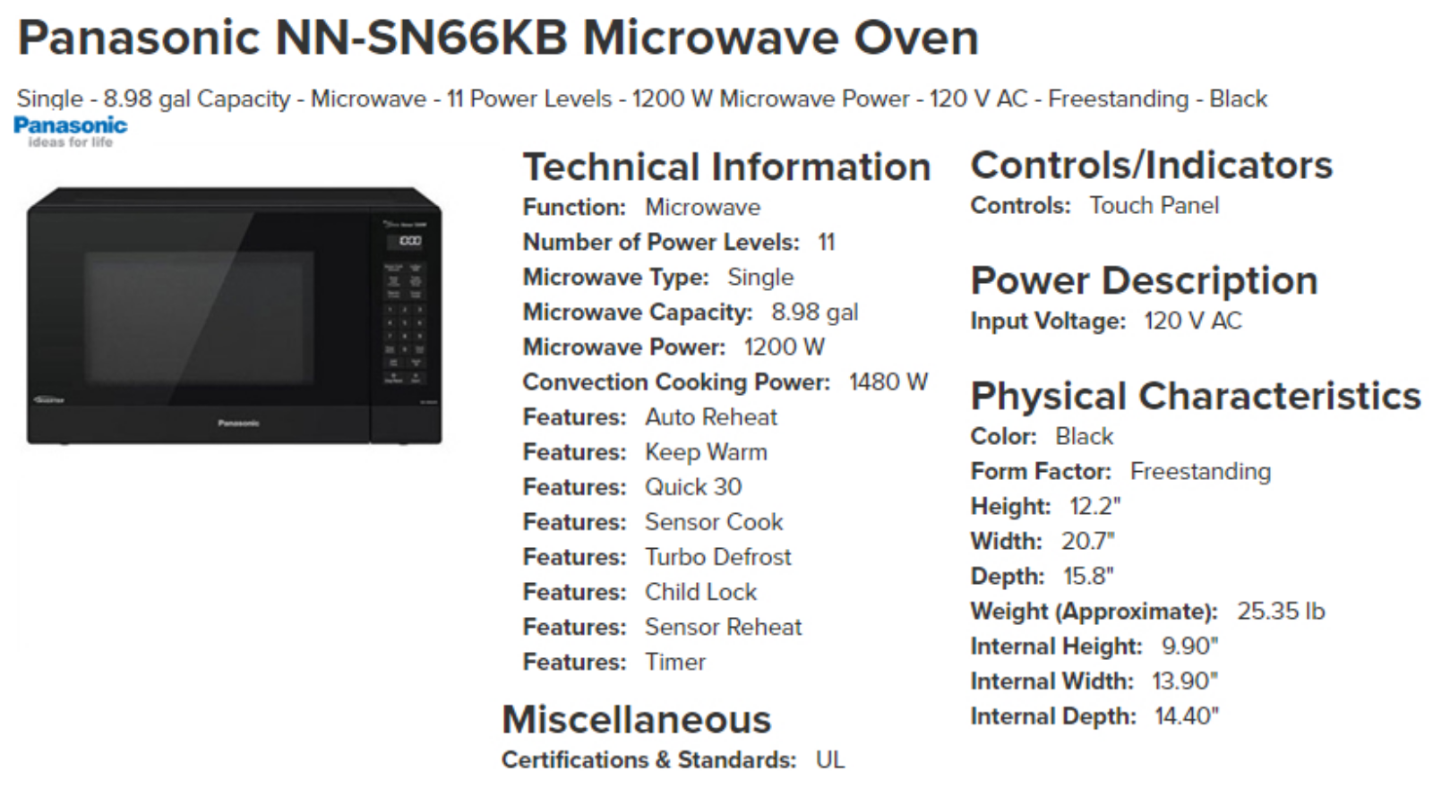 Panasonic OBTT1024 Specifications - ManualMachine.com