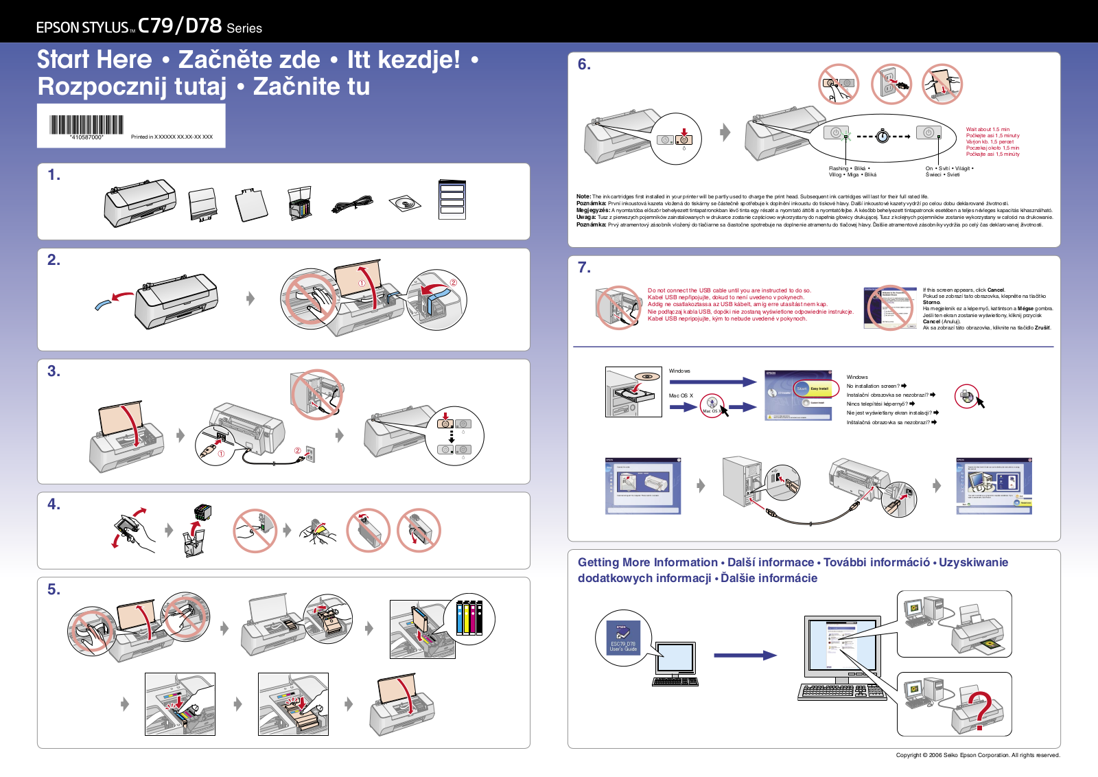 Epson STYLUS D78 series, STYLUS C79 Installation Manual