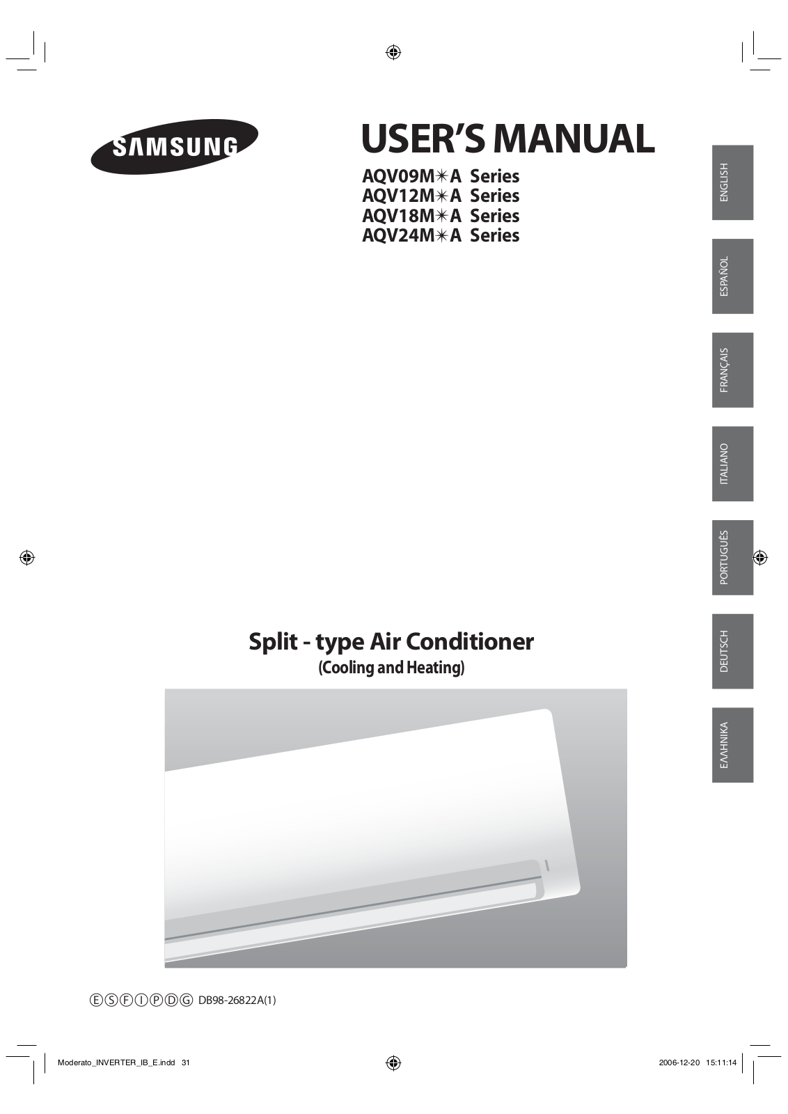 SAMSUNG AQV09MWAX, AQV12MWAX, AQV12MSAN, AQV09MSAN, AQV09MSAX User Manual