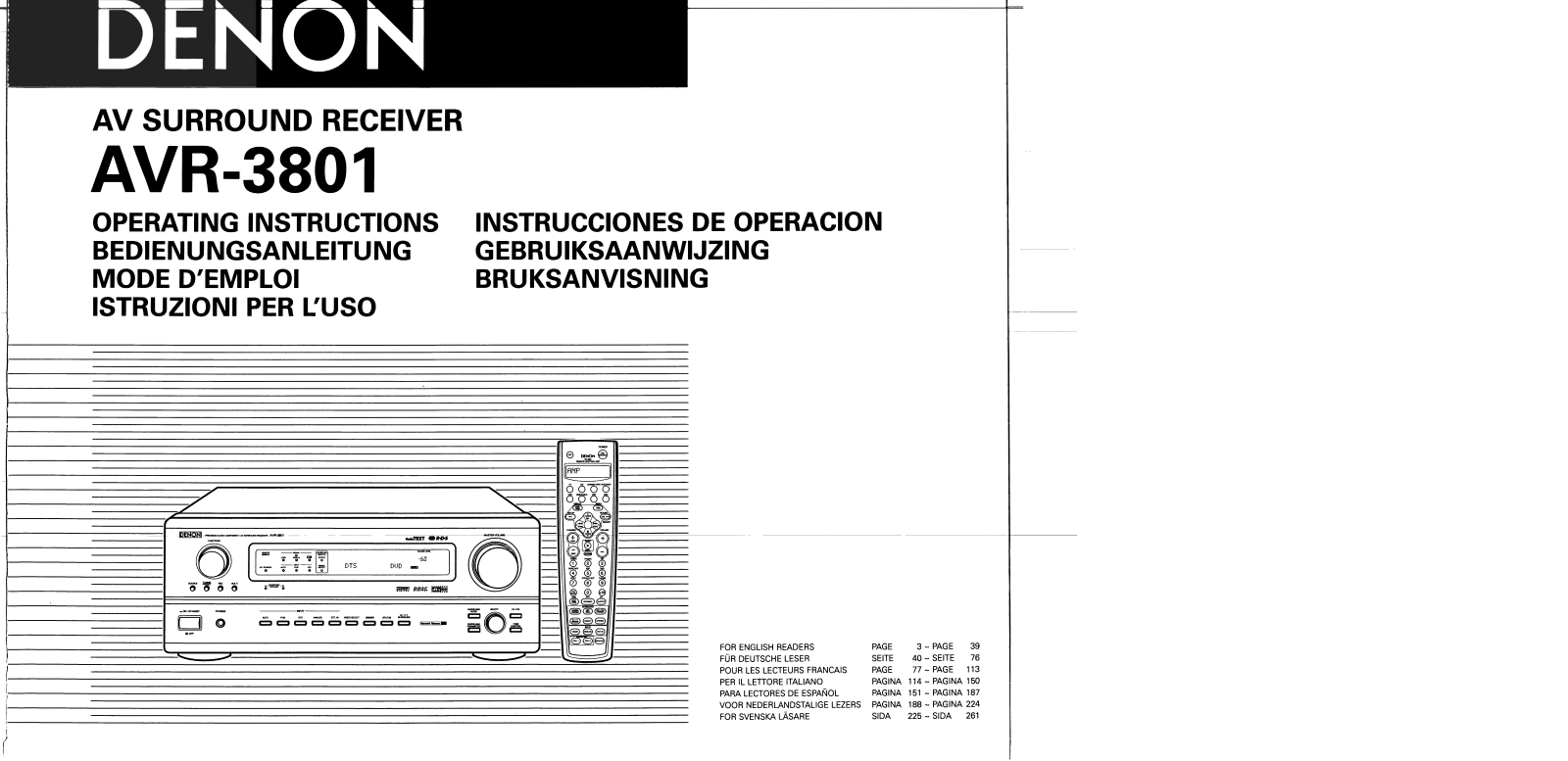 Denon AVR-3801 Operating Manual