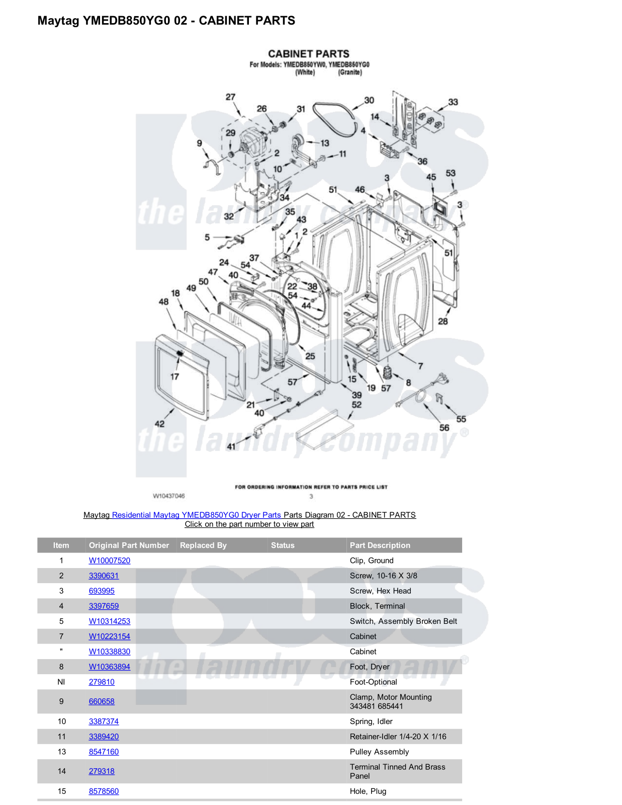 Maytag YMEDB850YG0 Parts Diagram