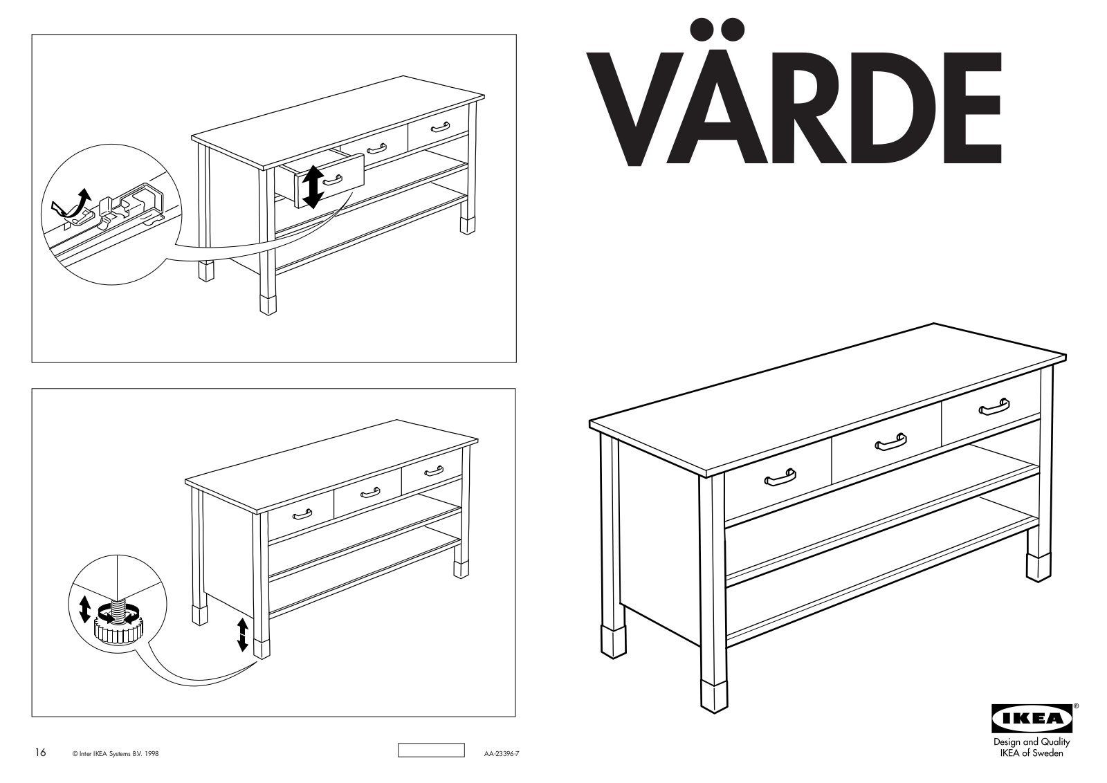 IKEA VÃRDE BASE CABINET 69X35 Assembly Instruction