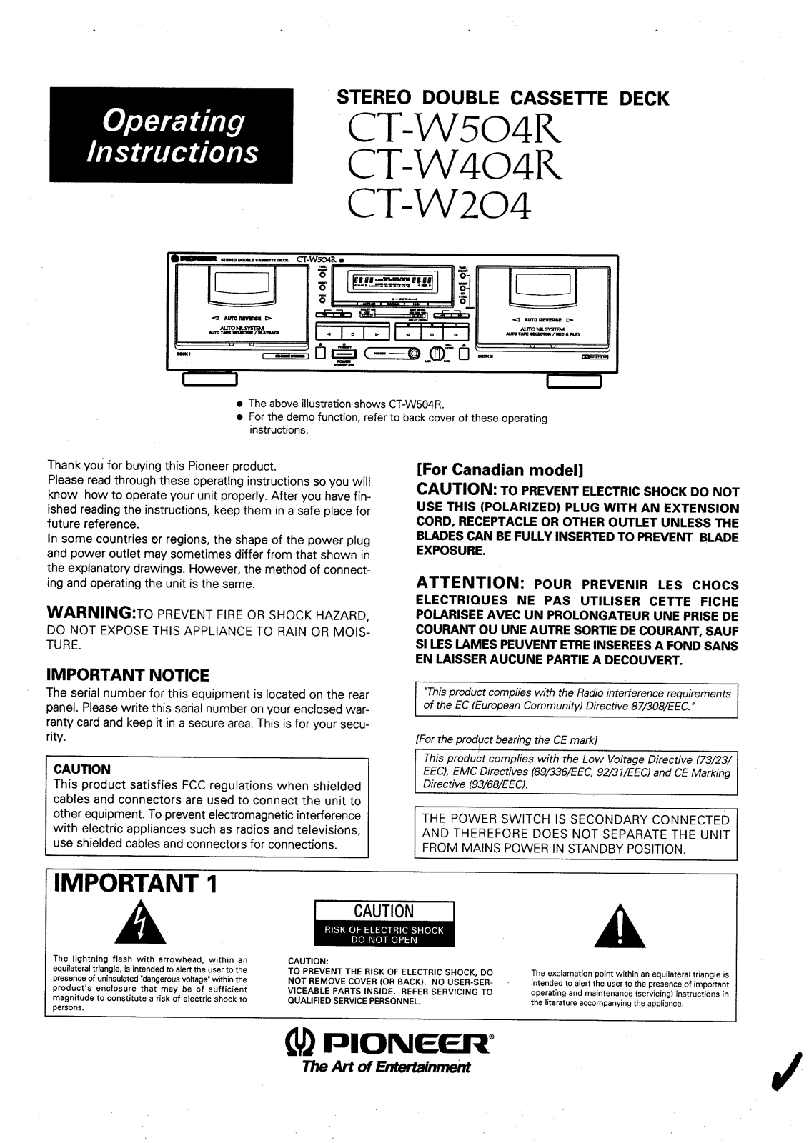 Pioneer CT-W204 User Manual